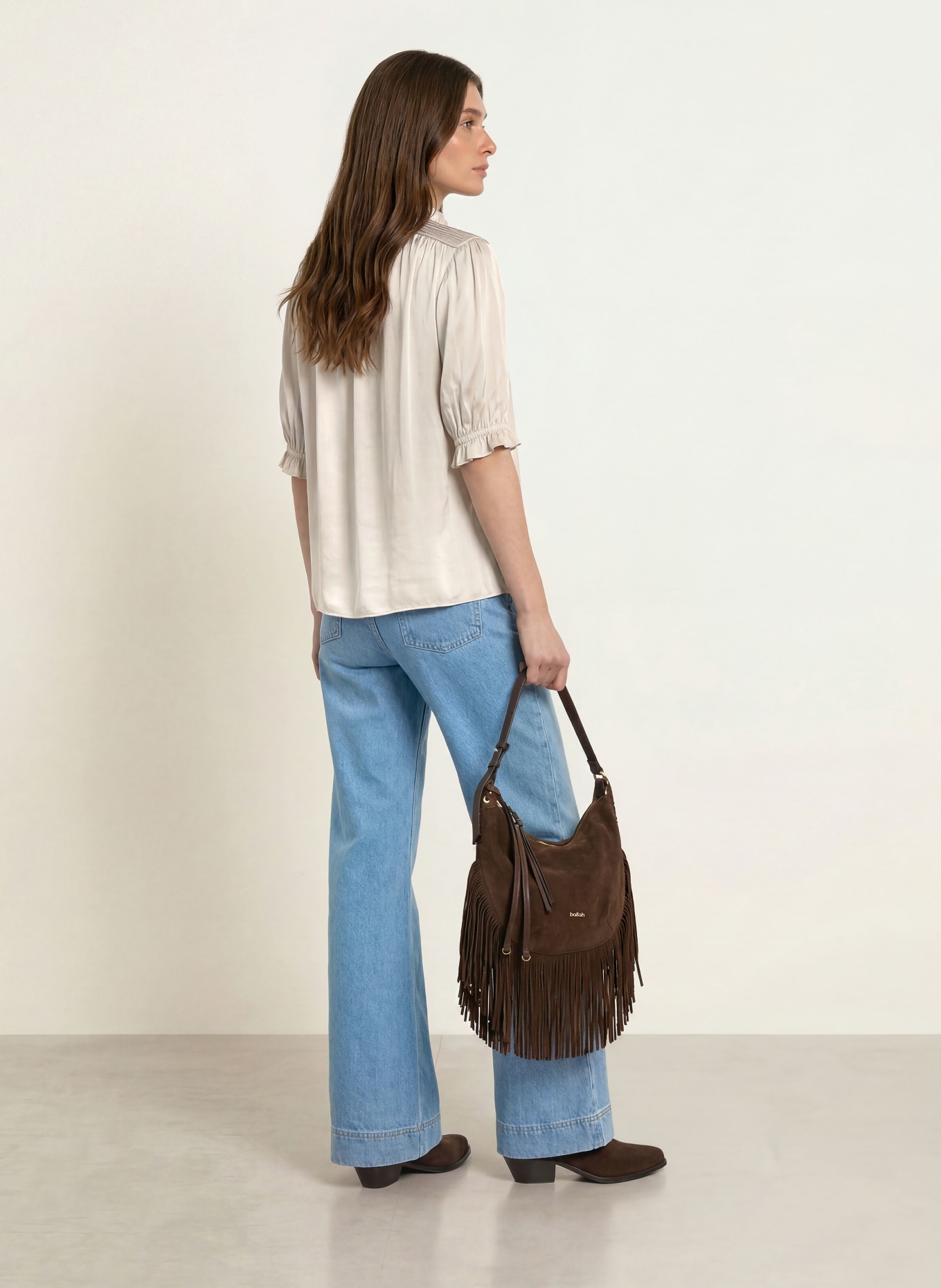 ba&sh Satinbluse CAMILA mit 3/4-Arm: BEIGE