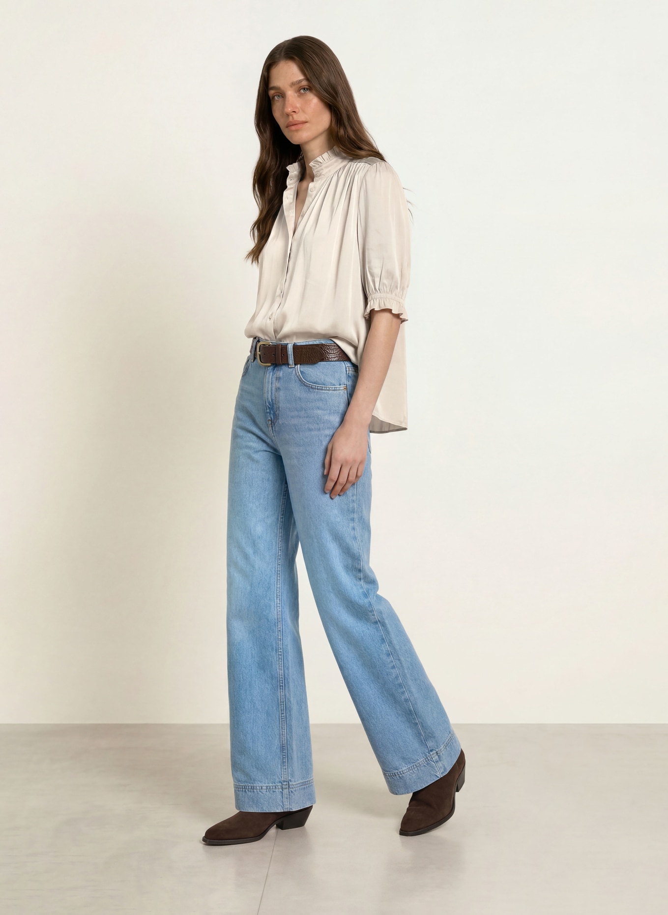 ba&sh Satinbluse CAMILA mit 3/4-Arm: BEIGE