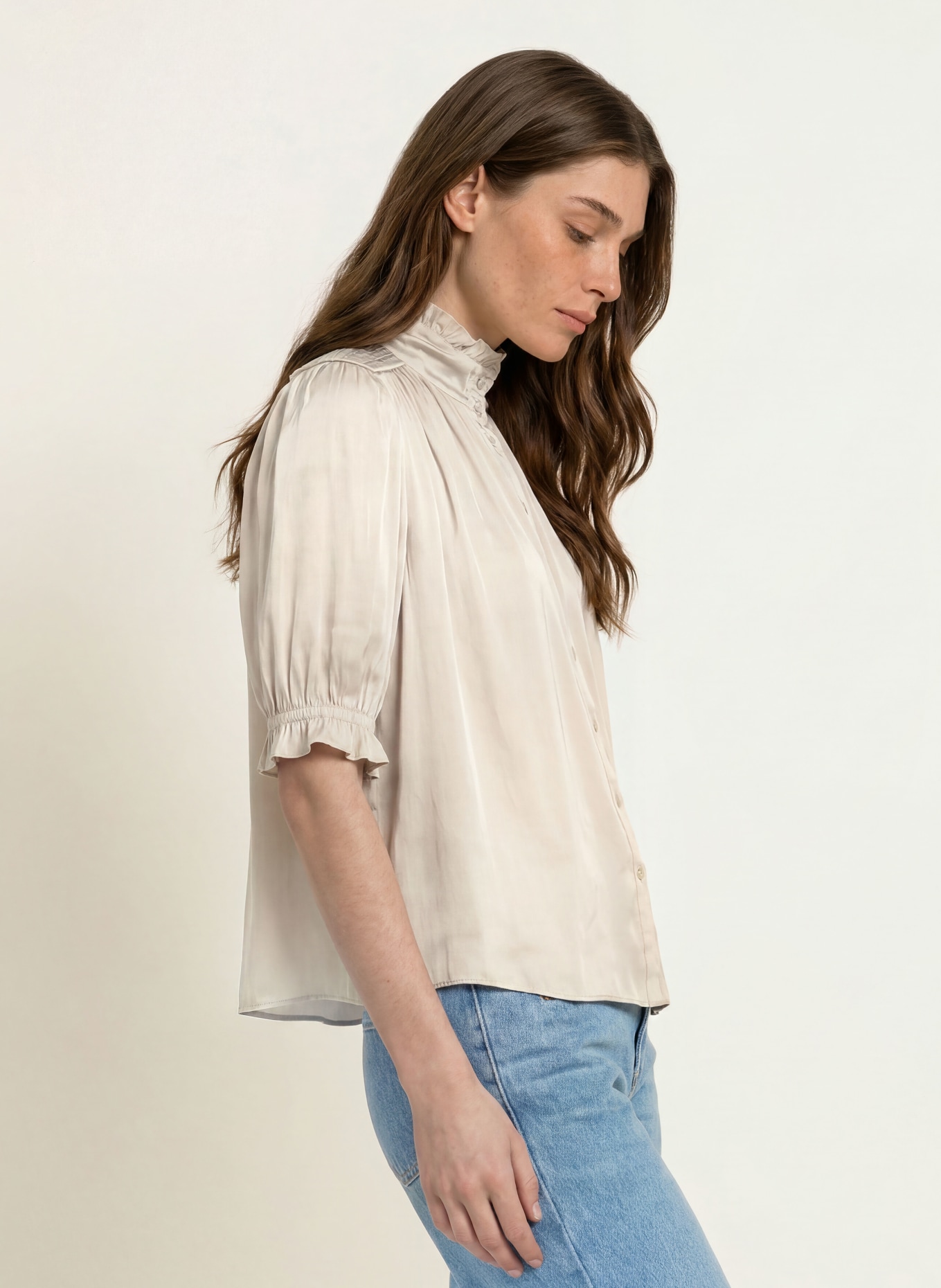 ba&sh Satinbluse CAMILA mit 3/4-Arm: BEIGE