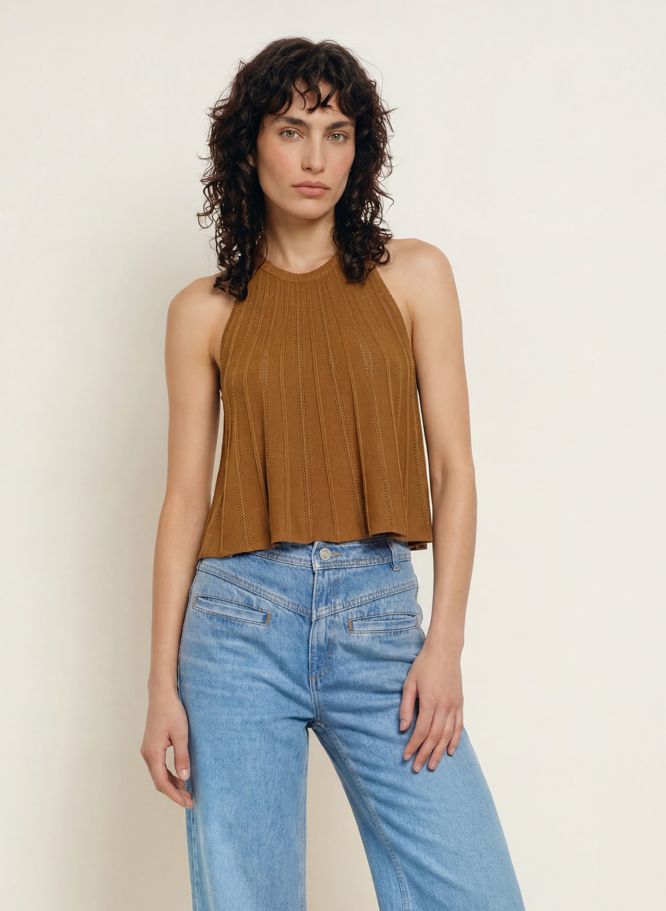 ba&sh Stricktop SERRES: KHAKI