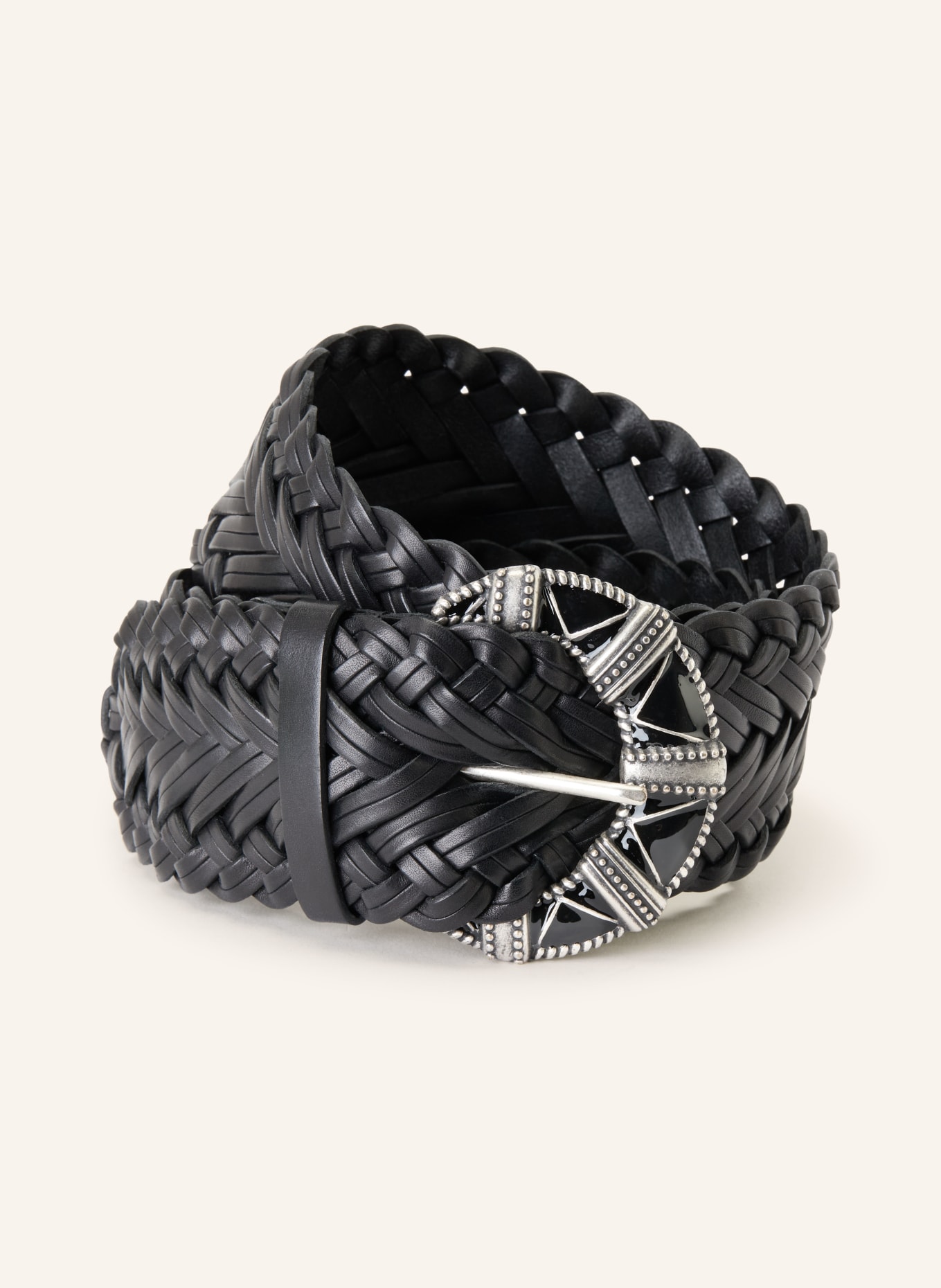 ba&sh Flechtgürtel BYRON aus Leder: SCHWARZ / SILBER