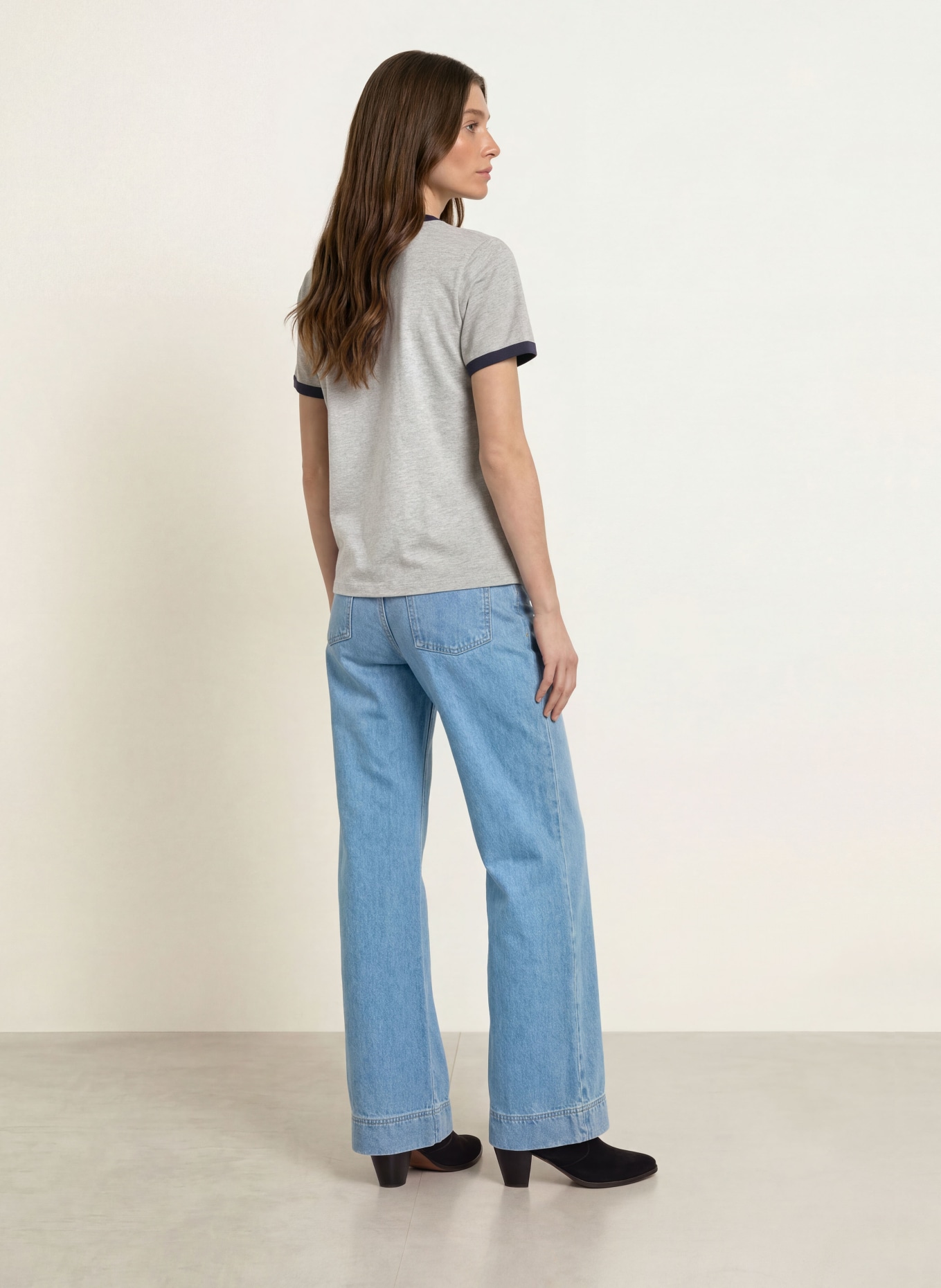 ba&sh T-Shirt ROSTA: GRAU / DUNKELBLAU
