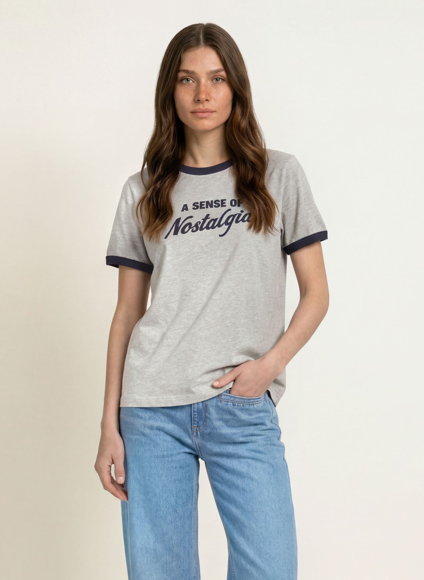 ba&sh T-Shirt ROSTA: GRAU / DUNKELBLAU