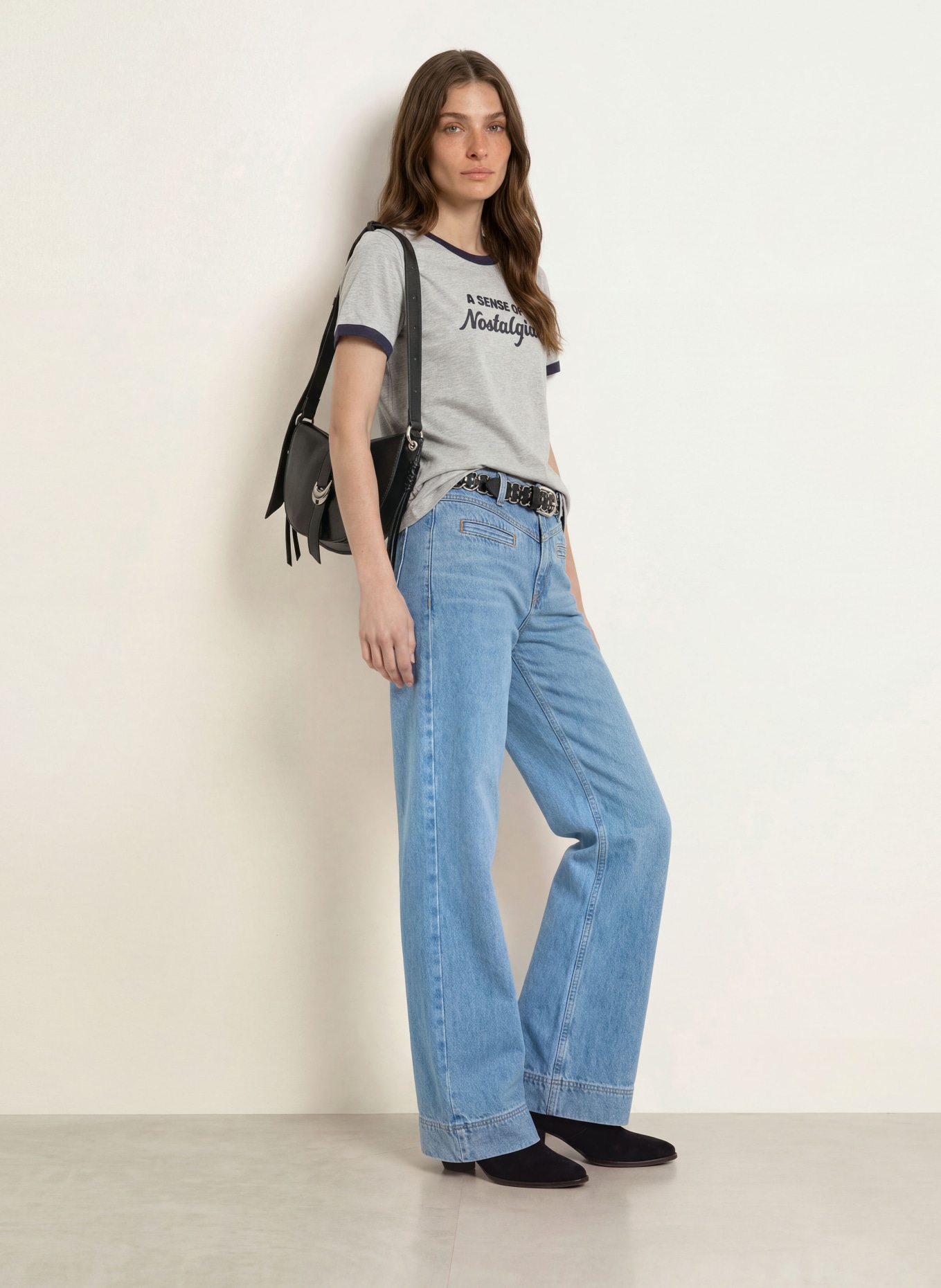 ba&sh T-Shirt ROSTA: GRAU / DUNKELBLAU