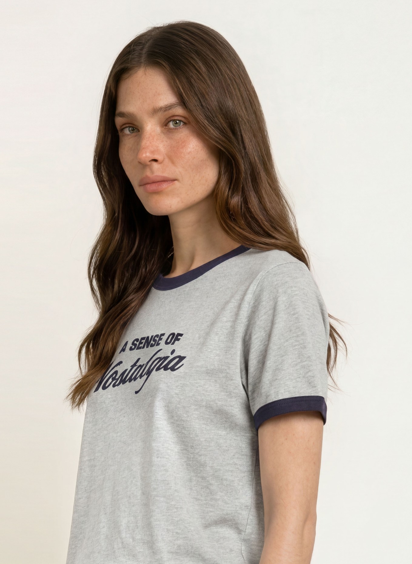 ba&sh T-Shirt ROSTA: GRAU / DUNKELBLAU