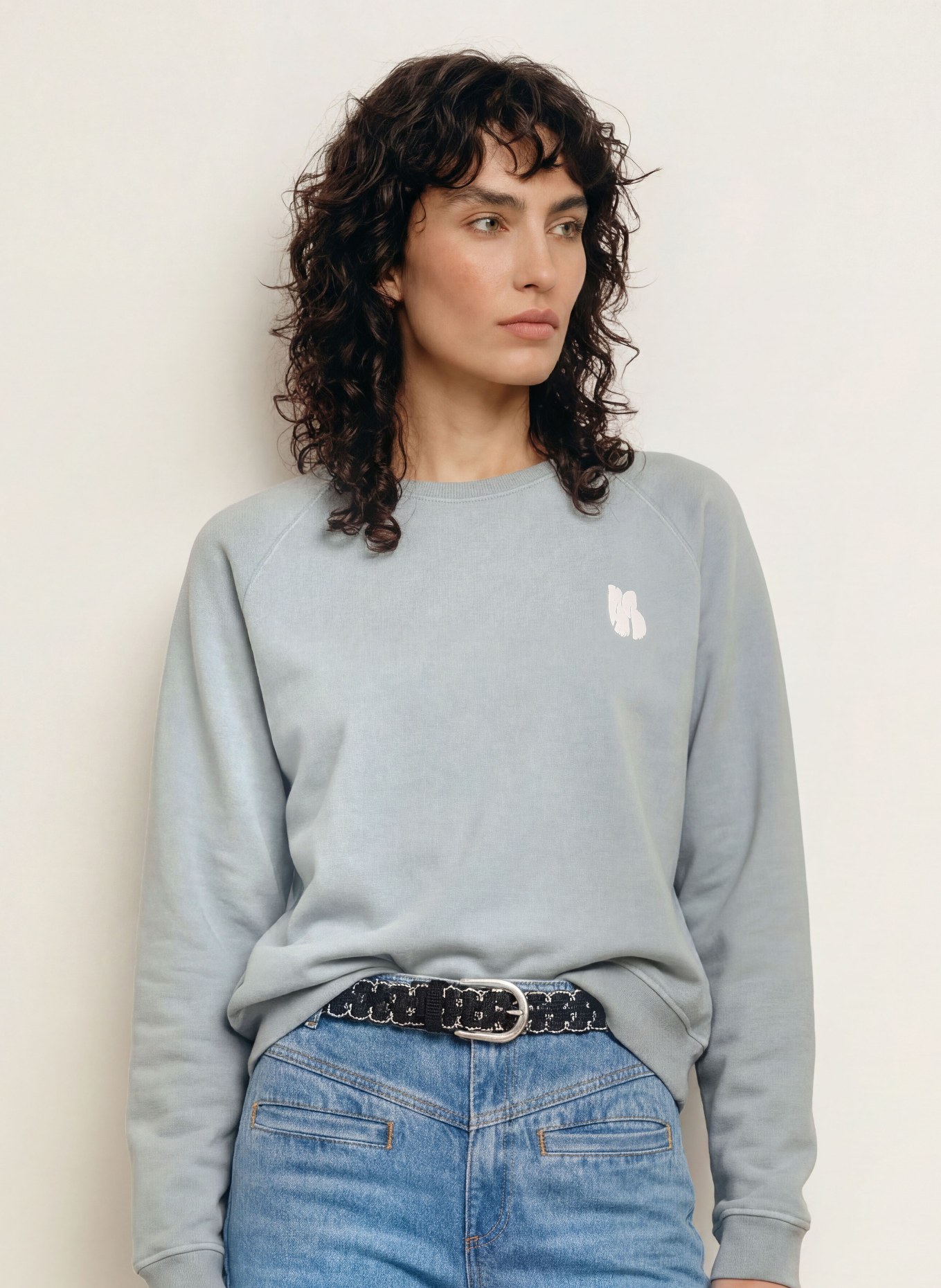 ba&sh Sweatshirt SWING: BLAUGRAU / WEISS