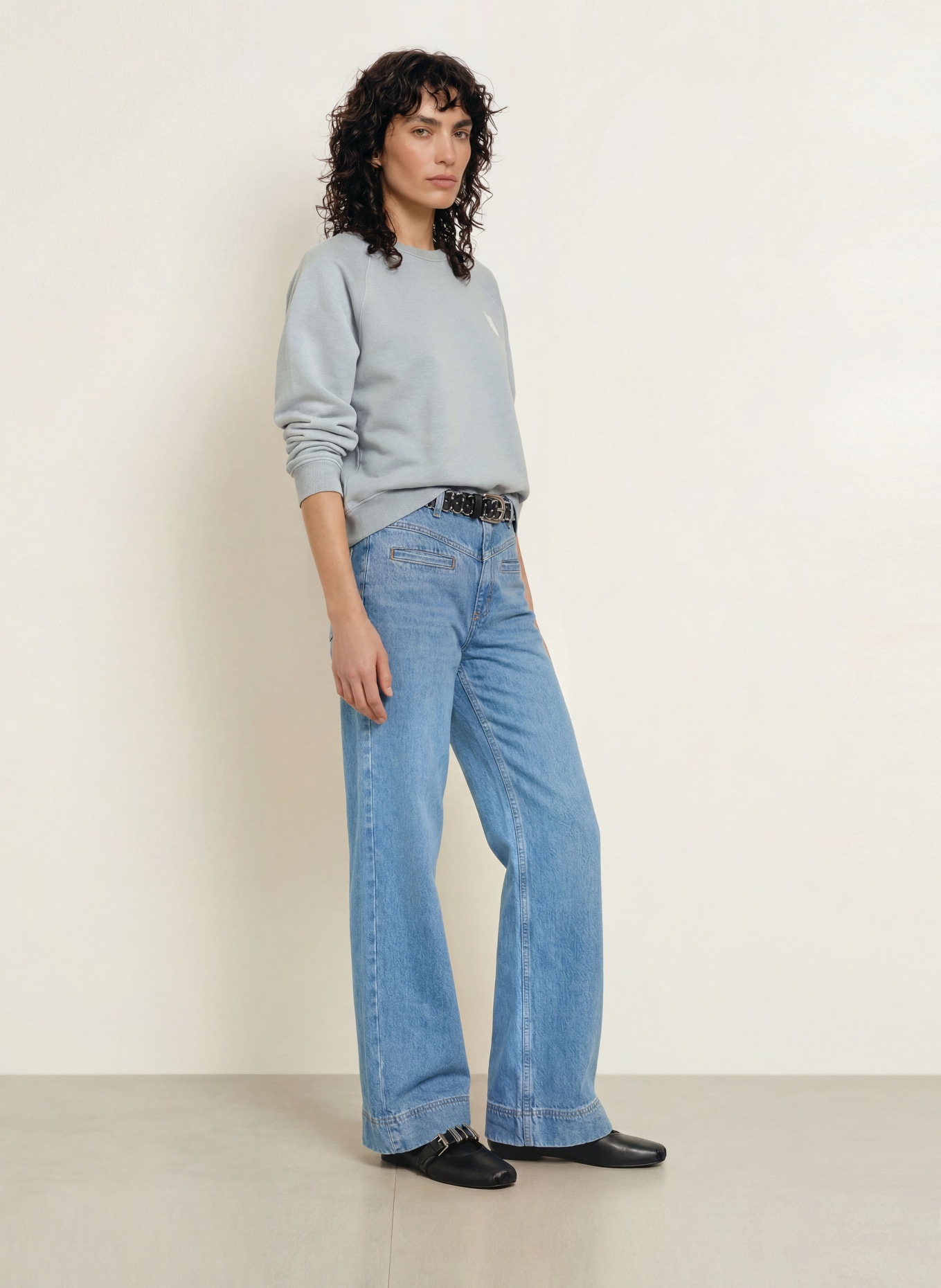 ba&sh Sweatshirt SWING: BLAUGRAU / WEISS