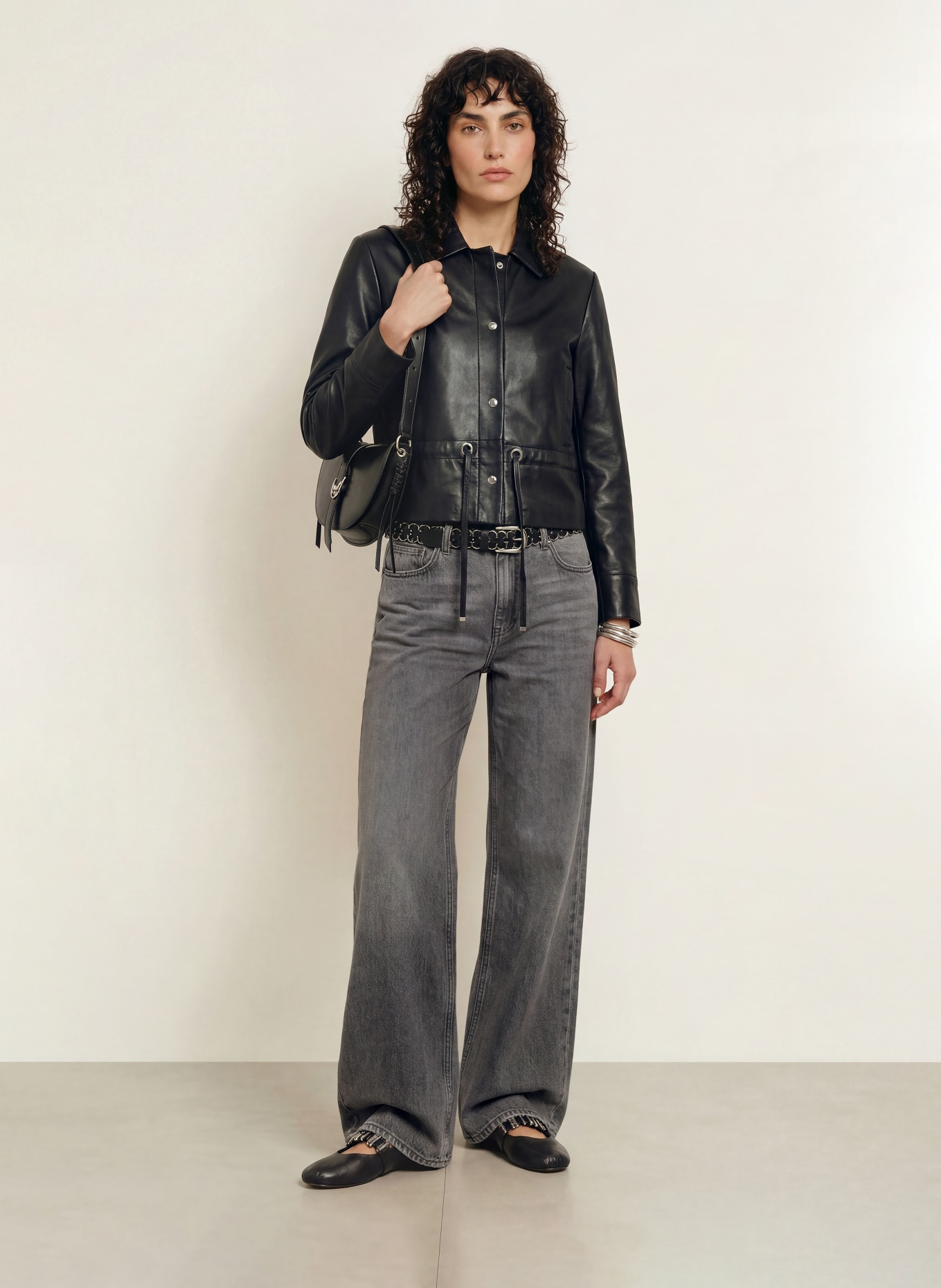 ba&sh Lederjacke MANITA: SCHWARZ