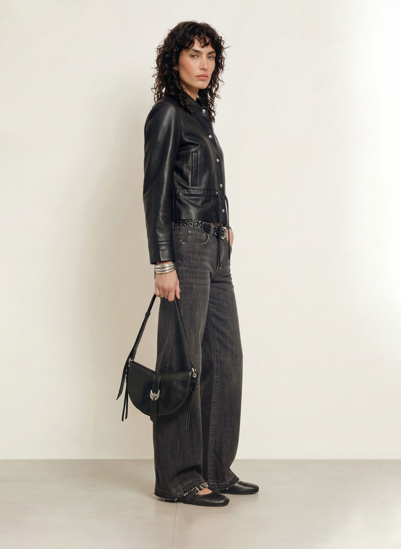 ba&sh Lederjacke MANITA: SCHWARZ