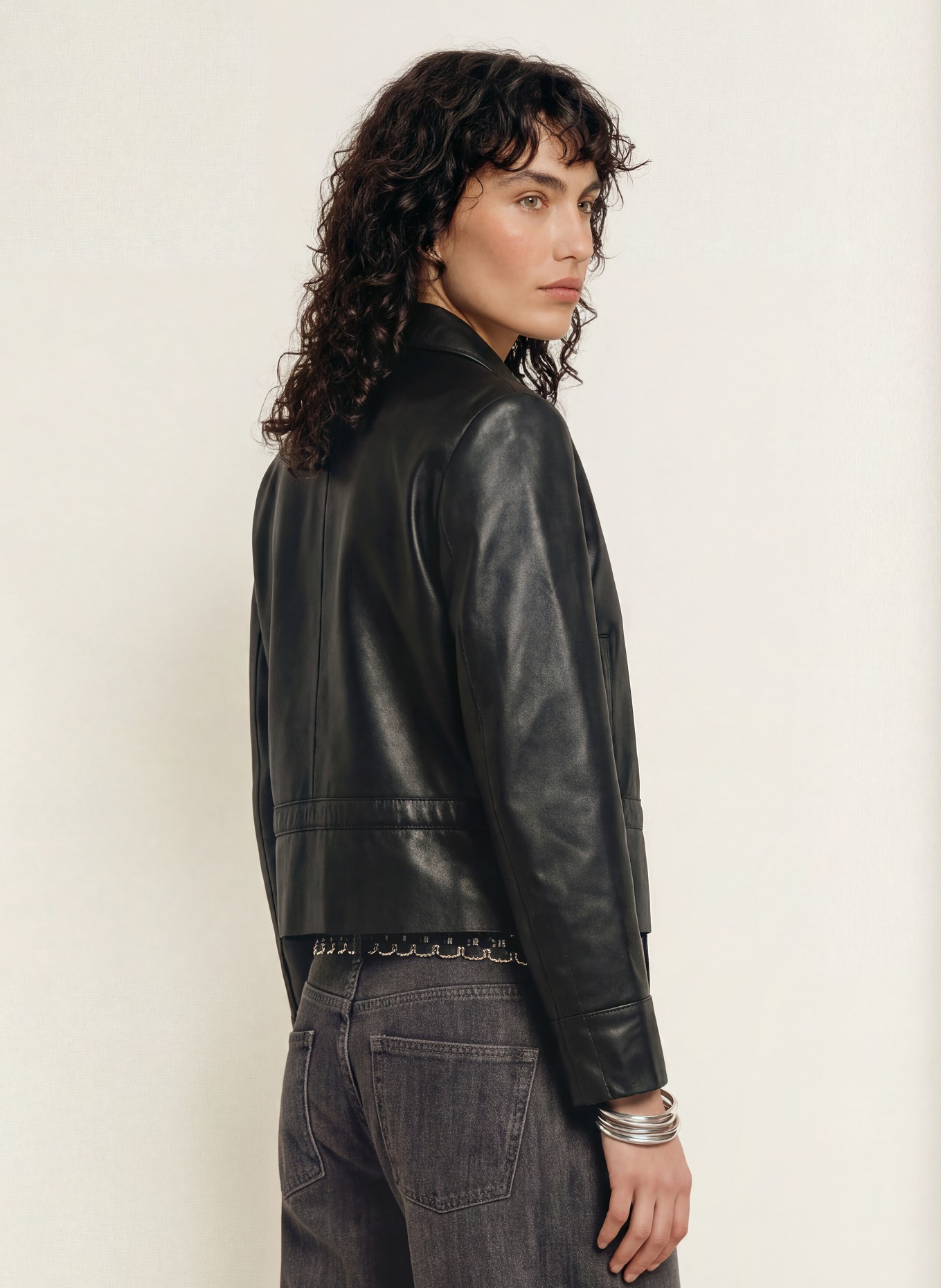 ba&sh Lederjacke MANITA: SCHWARZ
