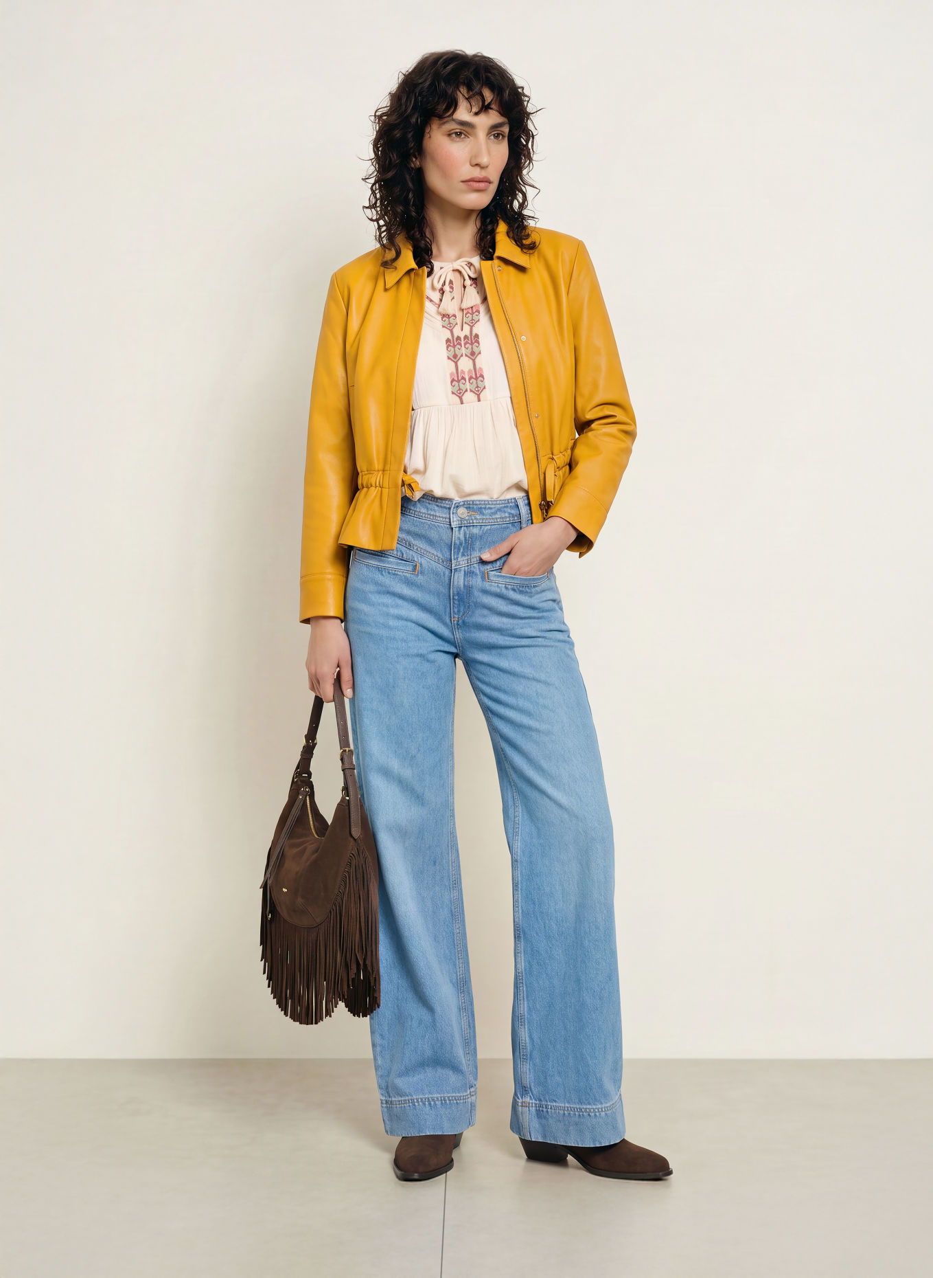 ba&sh Lederjacke MANITA: COGNAC