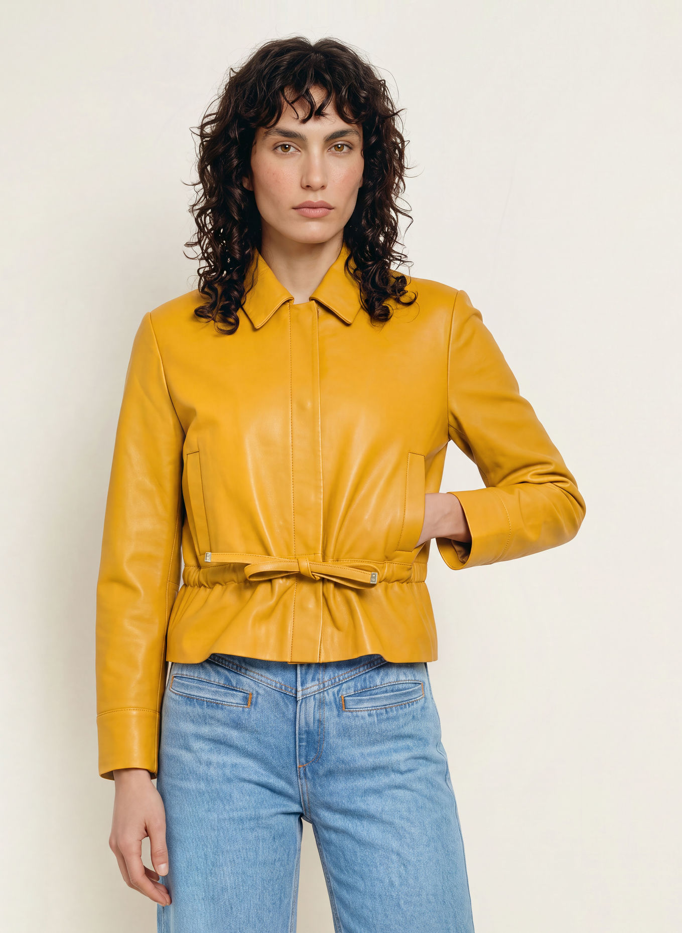 ba&sh Lederjacke MANITA: COGNAC