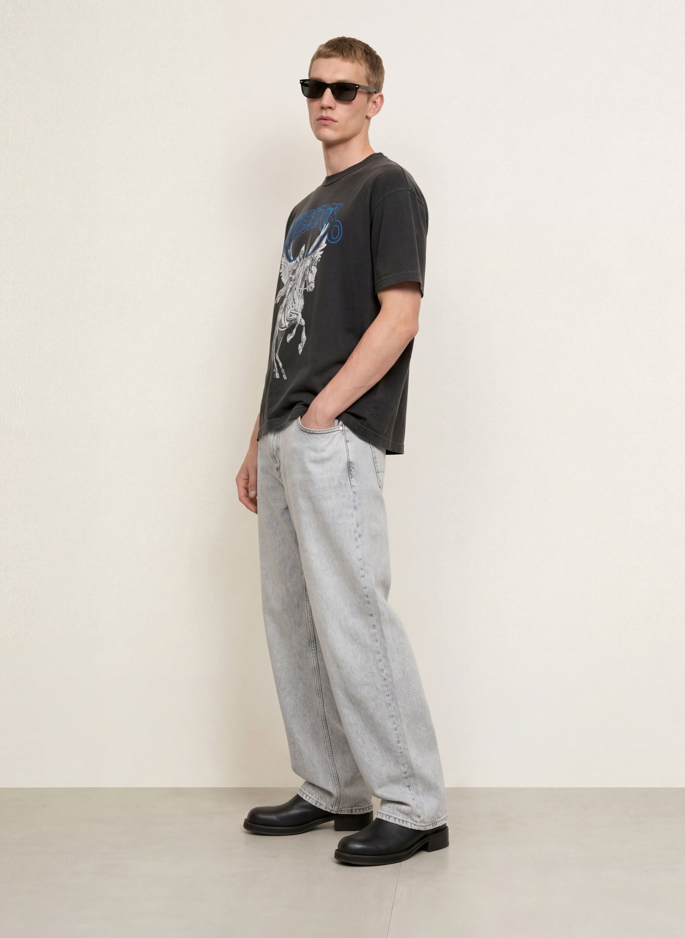 ALLSAINTS T-shirt VANGUARD: DONKERGRIJS / GRIJS / BLAUW