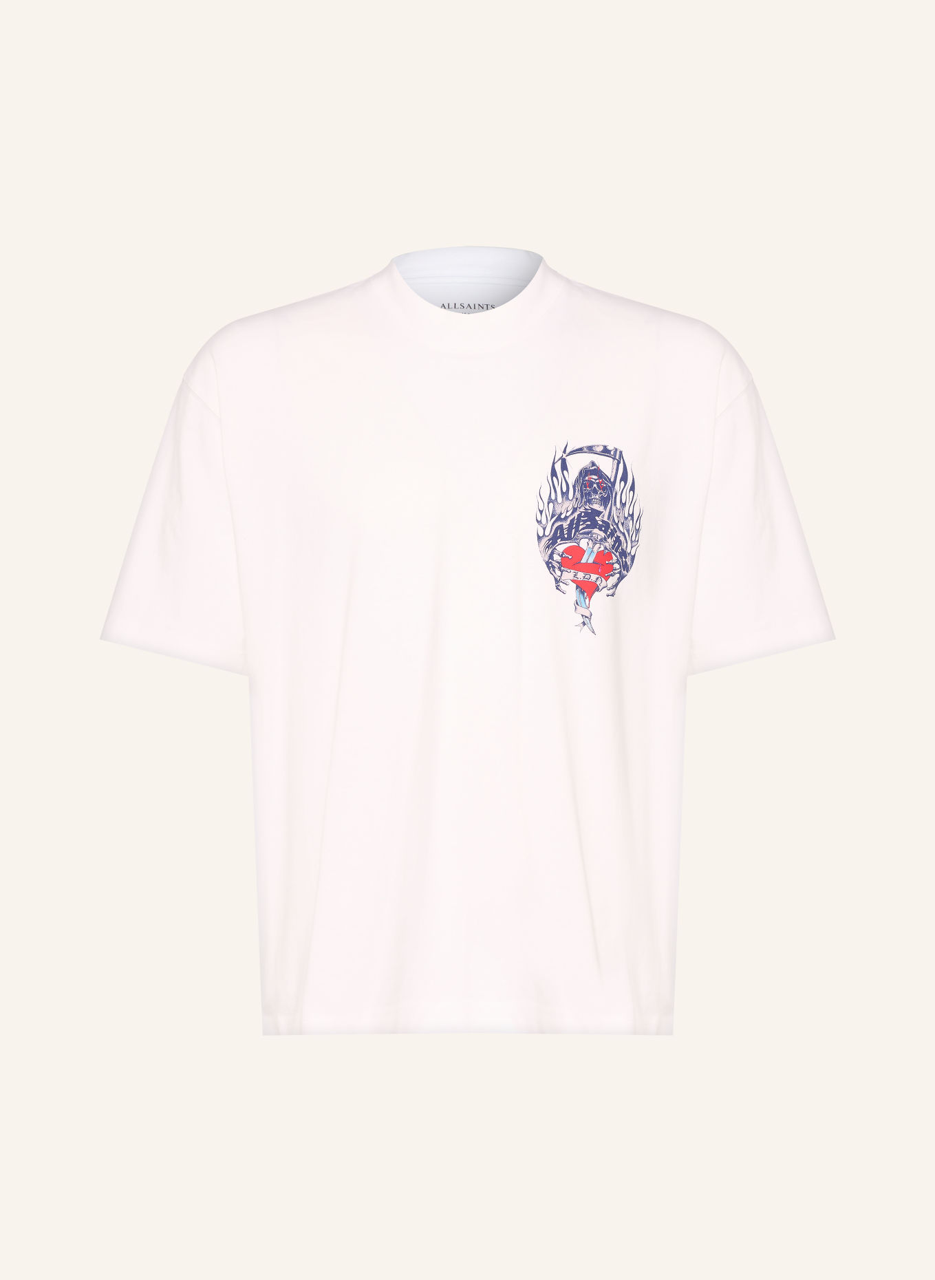 ALLSAINTS T-shirt SCIMITAR: BLANC / ROUGE / BLEU FONCÉ