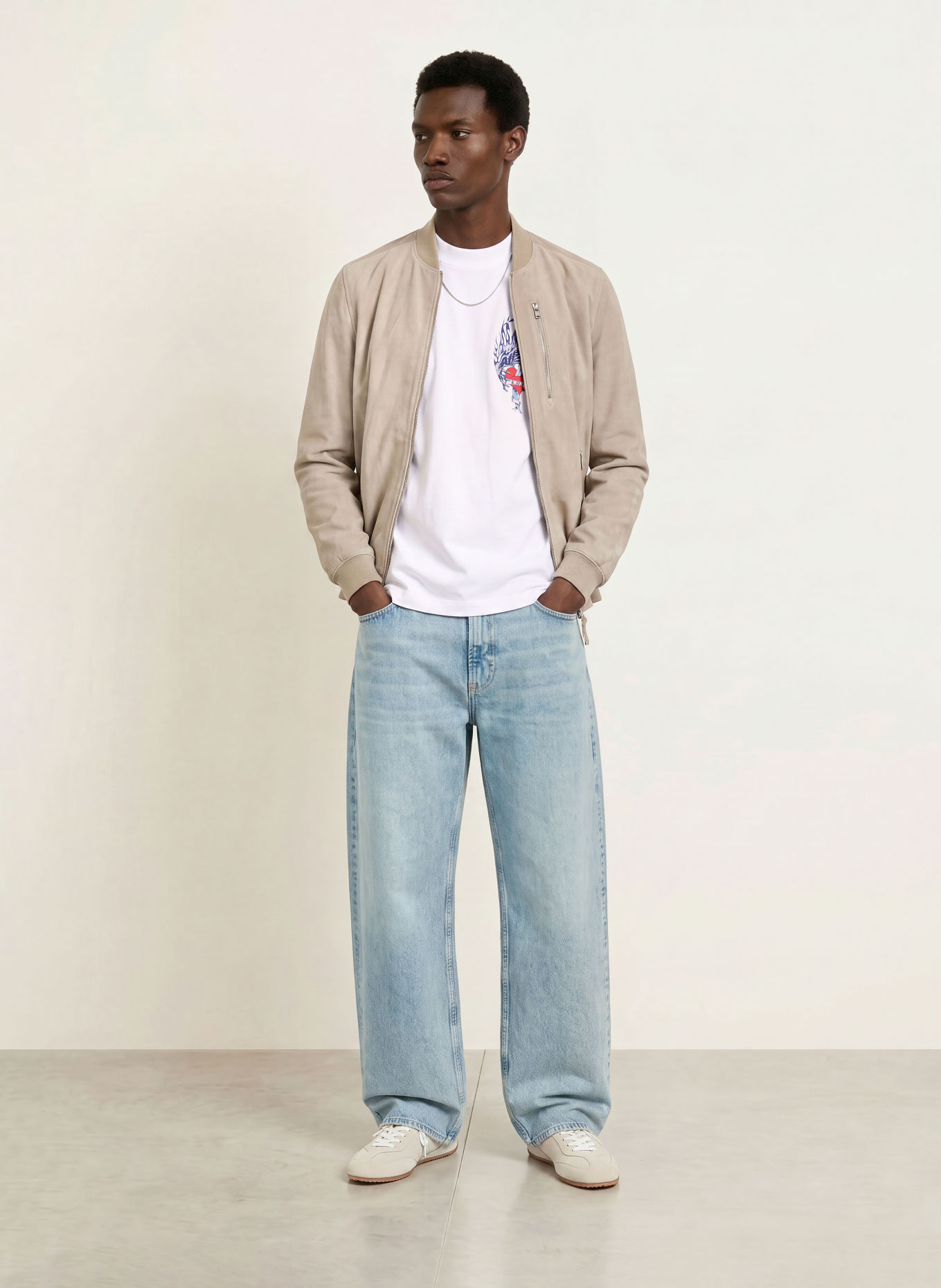 ALLSAINTS T-shirt SCIMITAR: BLANC / ROUGE / BLEU FONCÉ