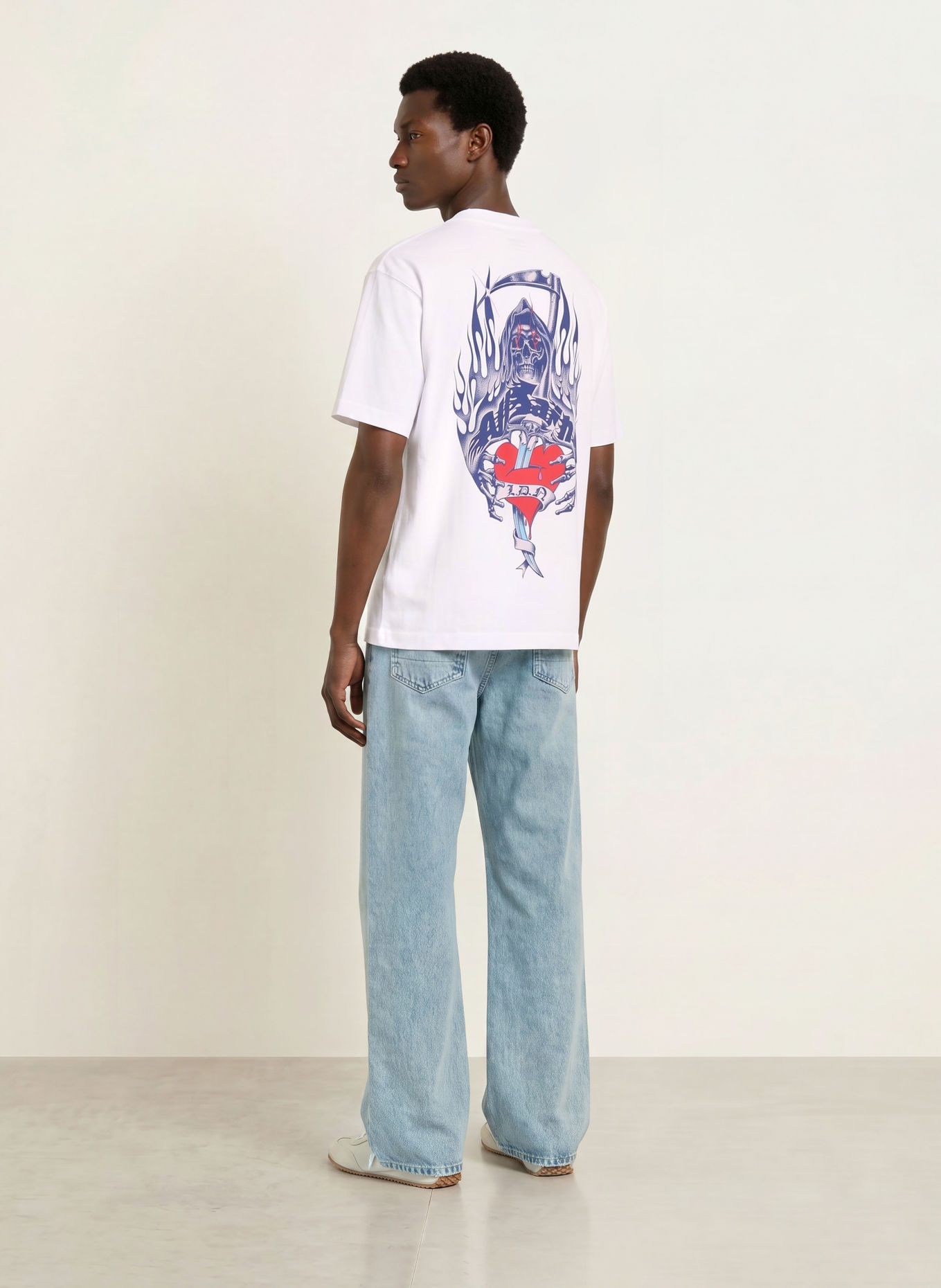 ALLSAINTS T-shirt SCIMITAR: BLANC / ROUGE / BLEU FONCÉ