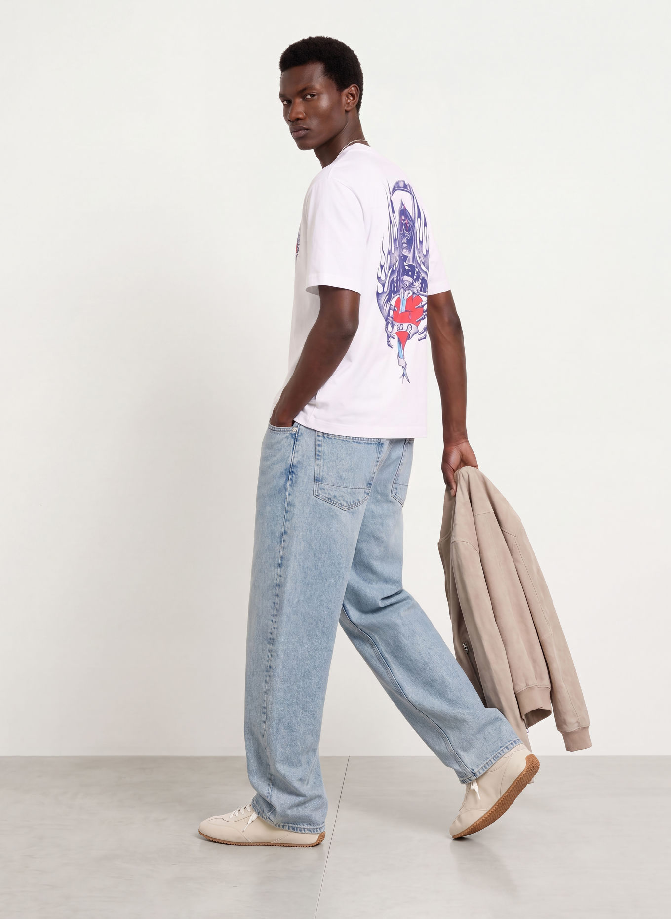ALLSAINTS T-shirt SCIMITAR: BLANC / ROUGE / BLEU FONCÉ