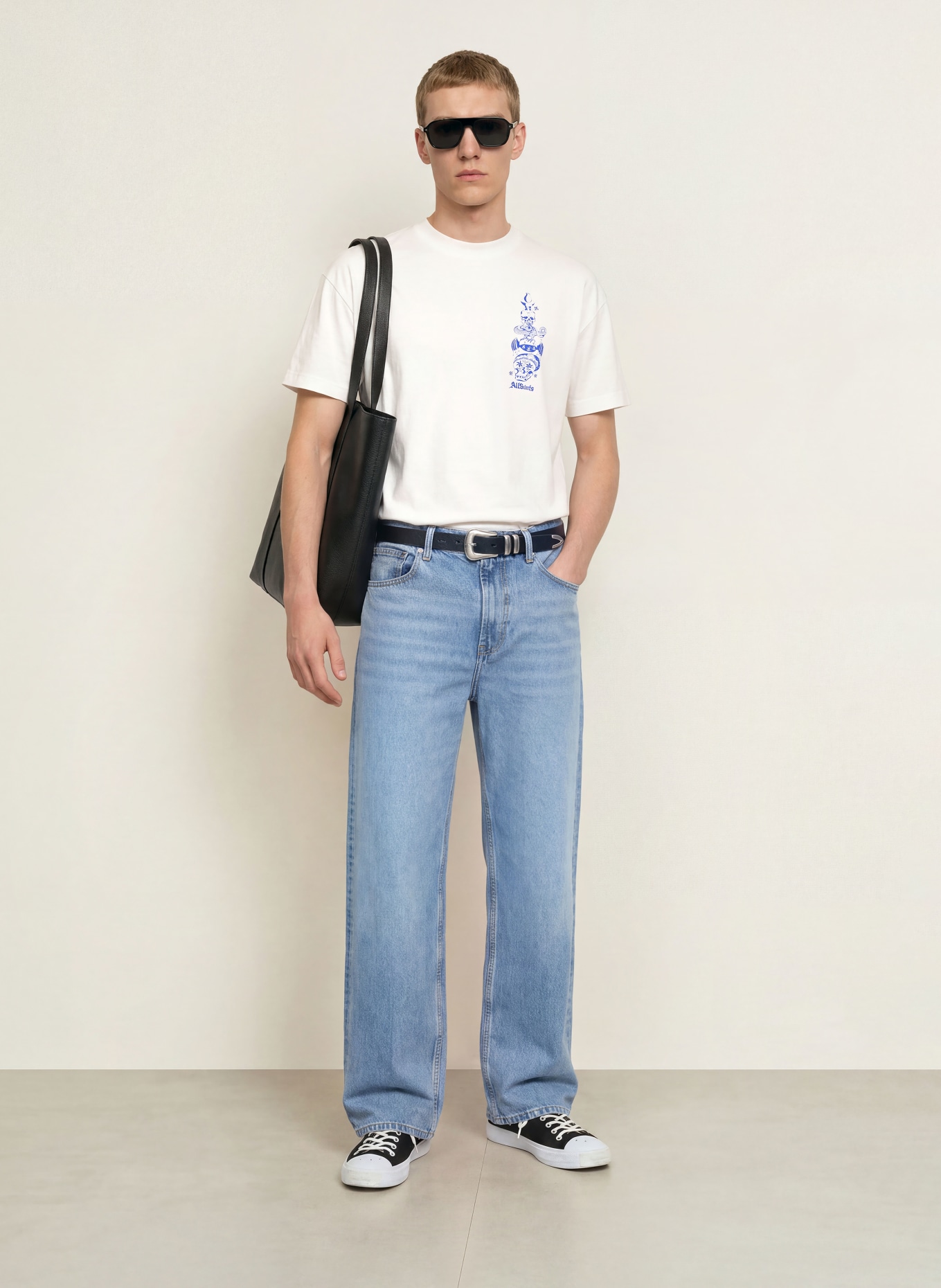 ALLSAINTS T-shirt IGNIS: WIT / BLAUW