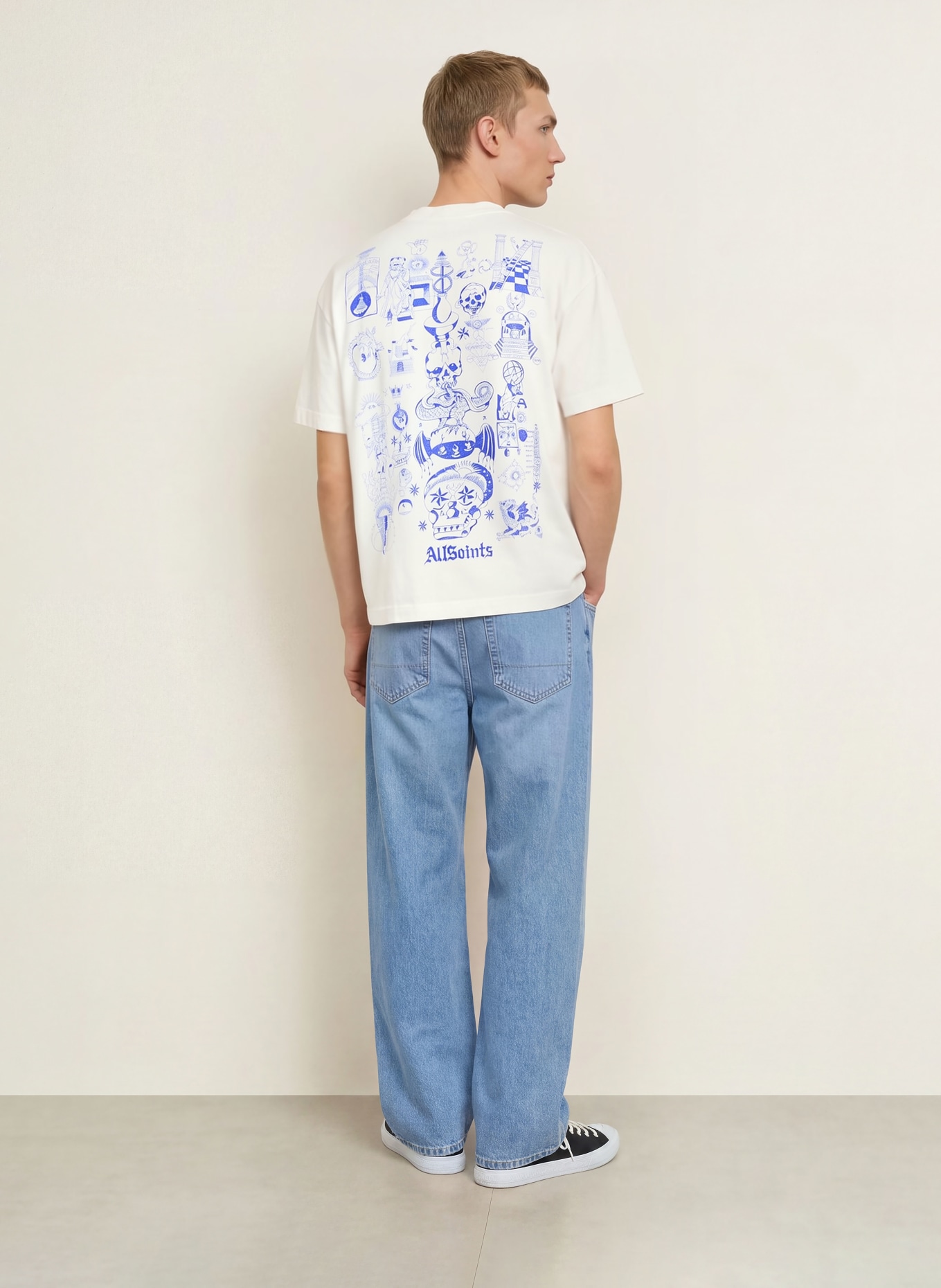 ALLSAINTS T-shirt IGNIS: WIT / BLAUW