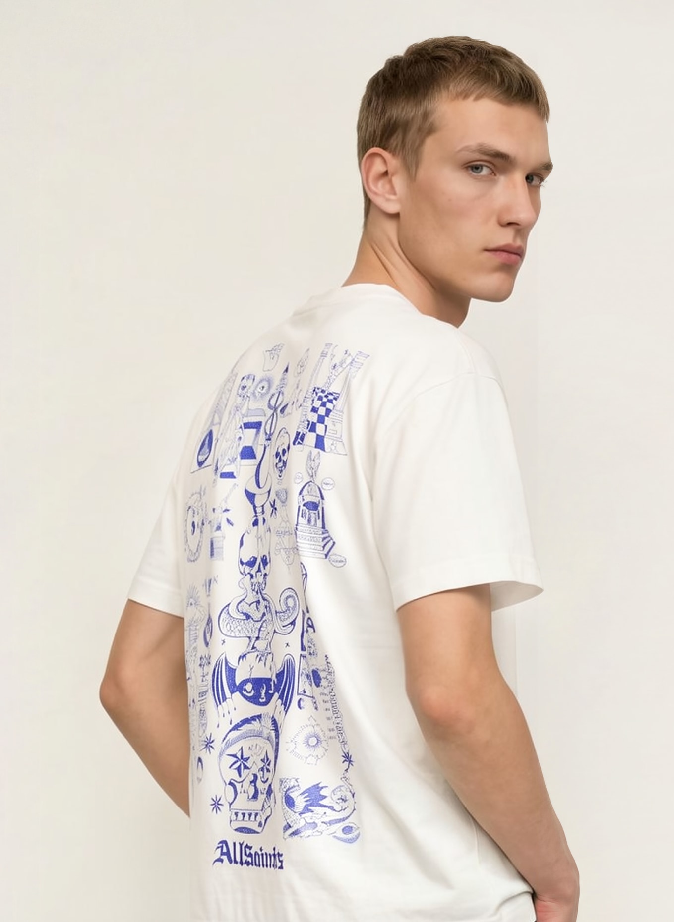 ALLSAINTS T-shirt IGNIS: WIT / BLAUW