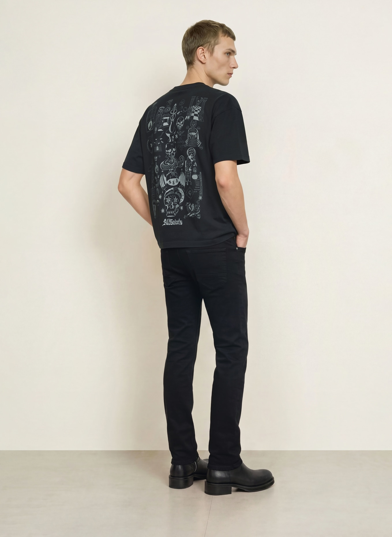 ALLSAINTS T-shirt IGNIS: DONKERGRIJS / GRIJS