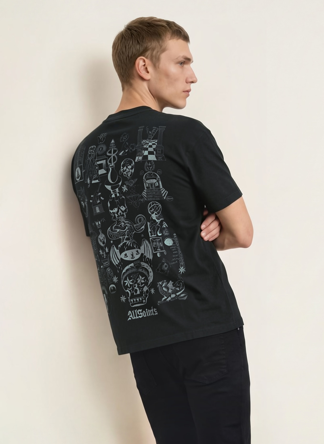 ALLSAINTS T-shirt IGNIS: DONKERGRIJS / GRIJS