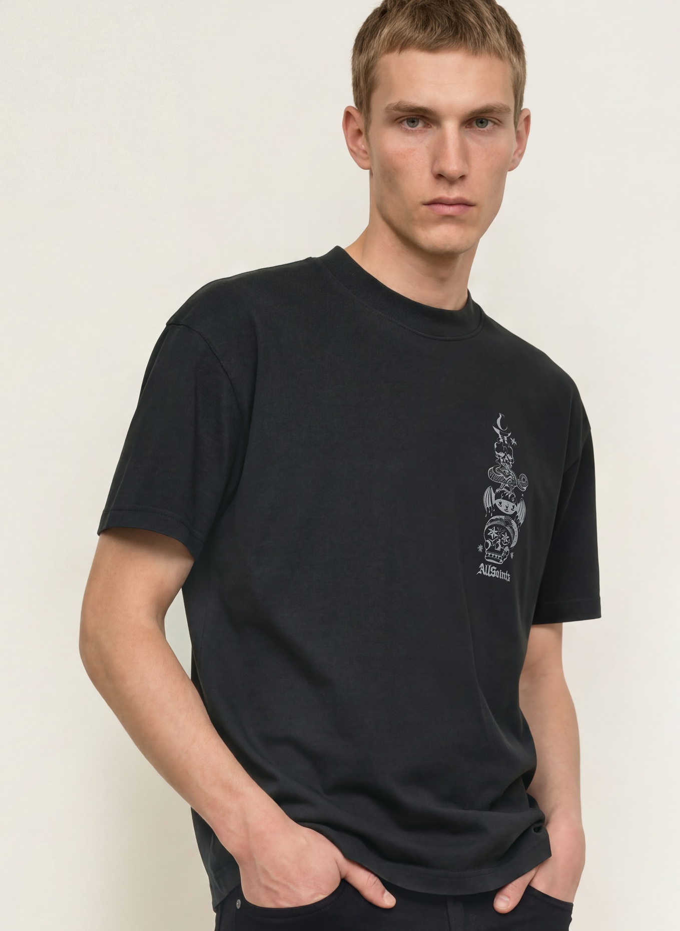 ALLSAINTS T-shirt IGNIS: DONKERGRIJS / GRIJS