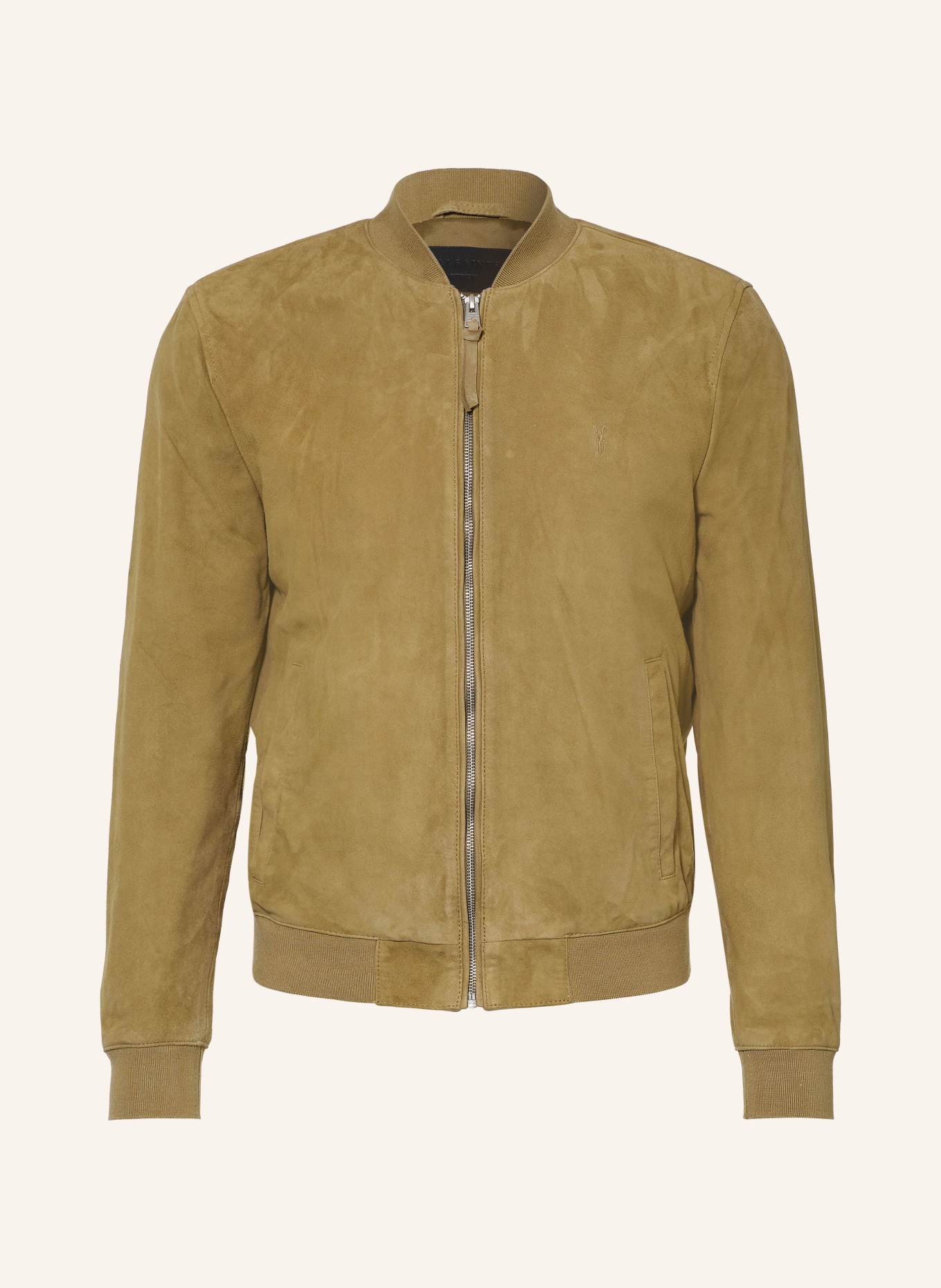 ALLSAINTS Kožená bunda MORTEN: OLIVOVÁ
