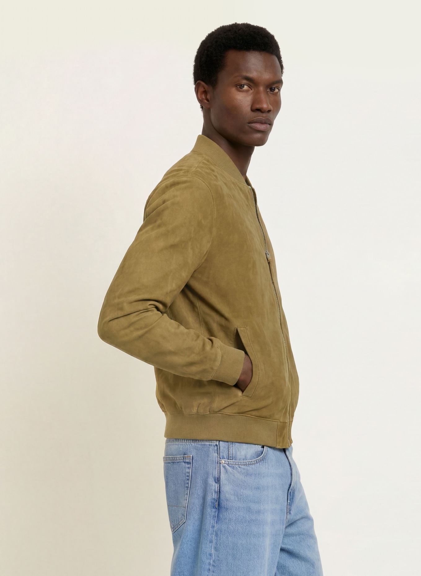 ALLSAINTS Kožená bunda MORTEN: OLIVOVÁ