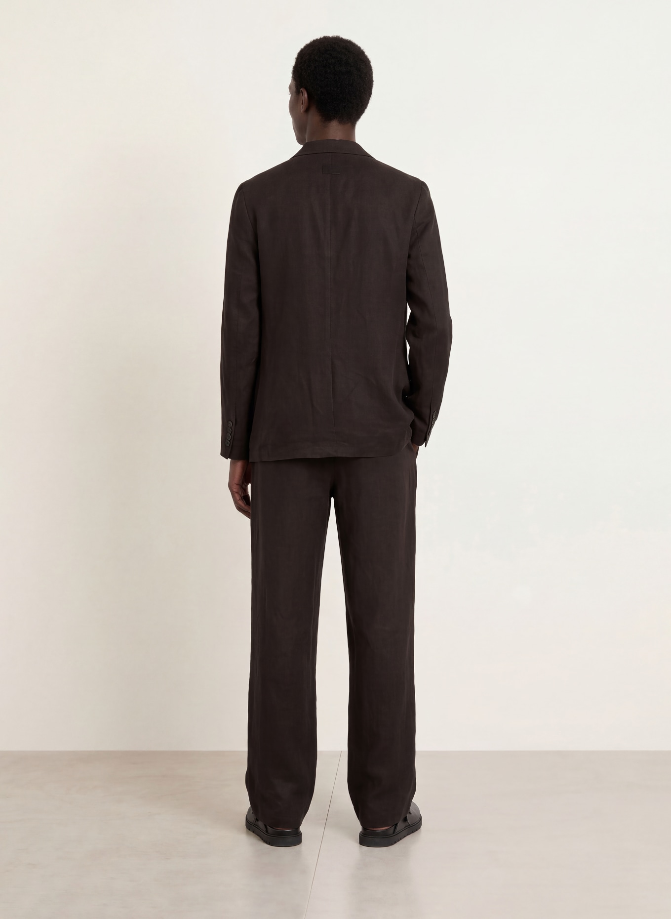 ALLSAINTS Veston MARKO coupe régulière en lin: MARRON FONCÉ