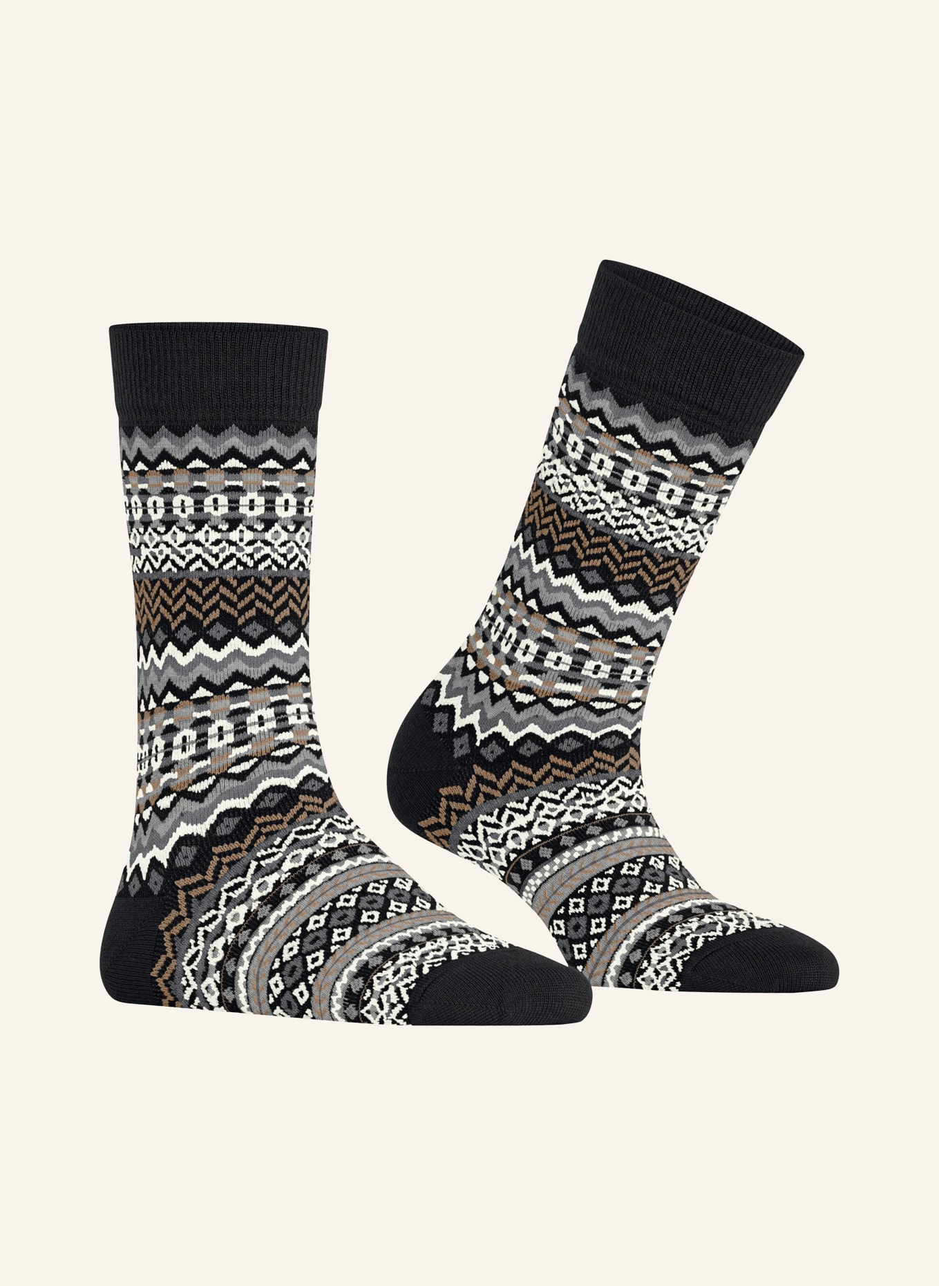 Burlington FAIR ISLE Socks: 3000 BLACK