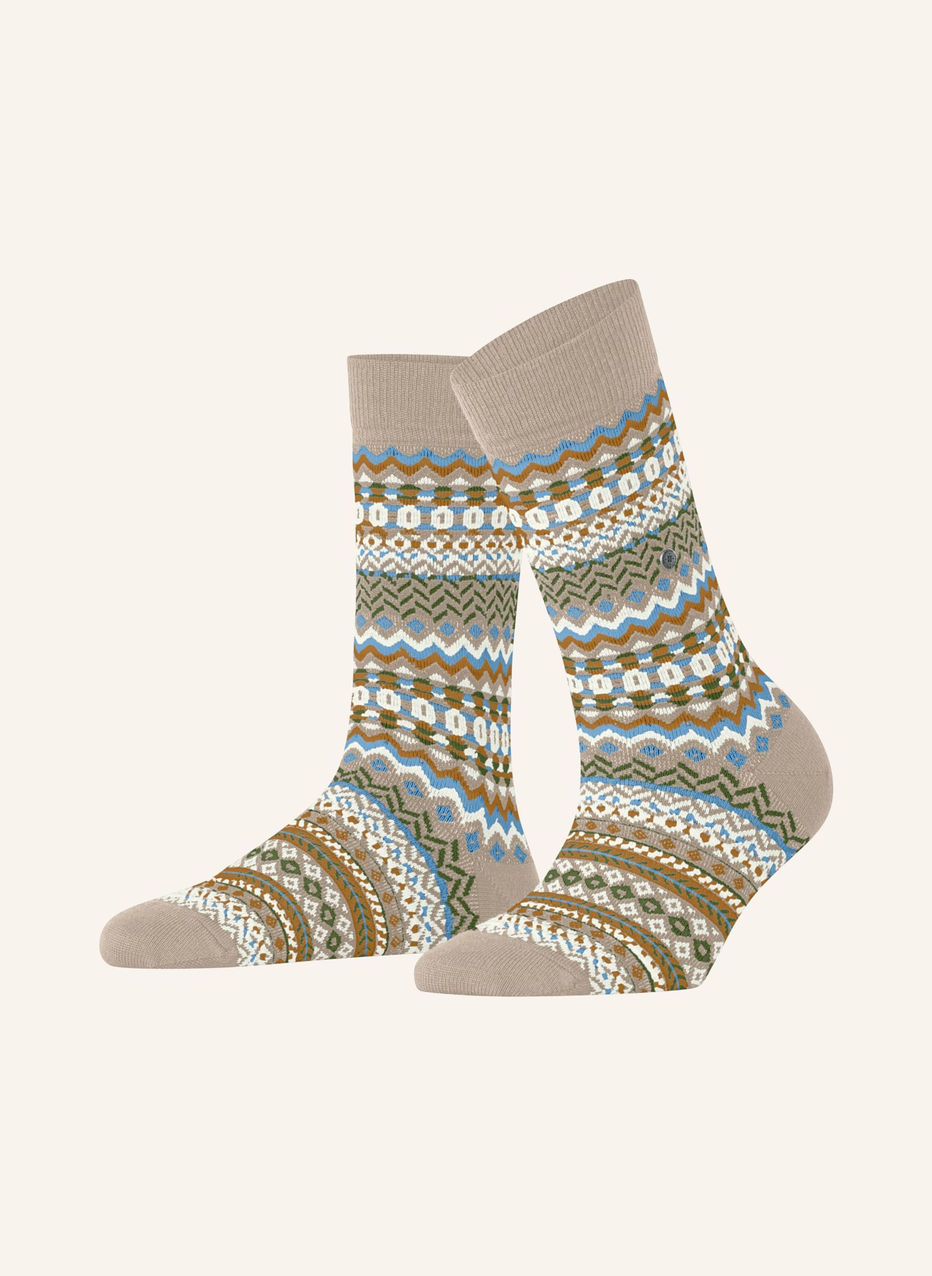 Burlington FAIR ISLE Socks: 4360 CAFE LATTE