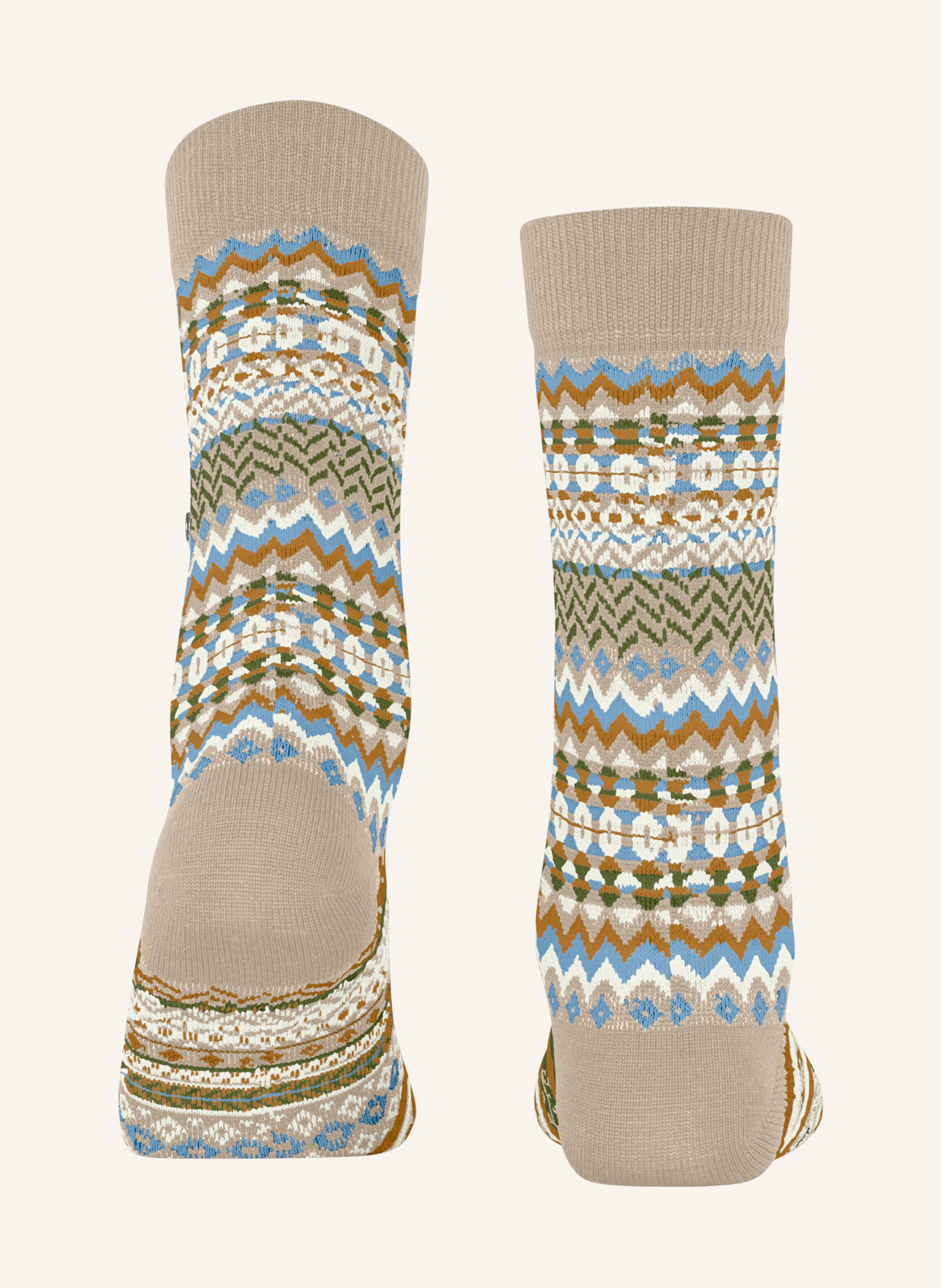 Burlington FAIR ISLE Socks: 4360 CAFE LATTE