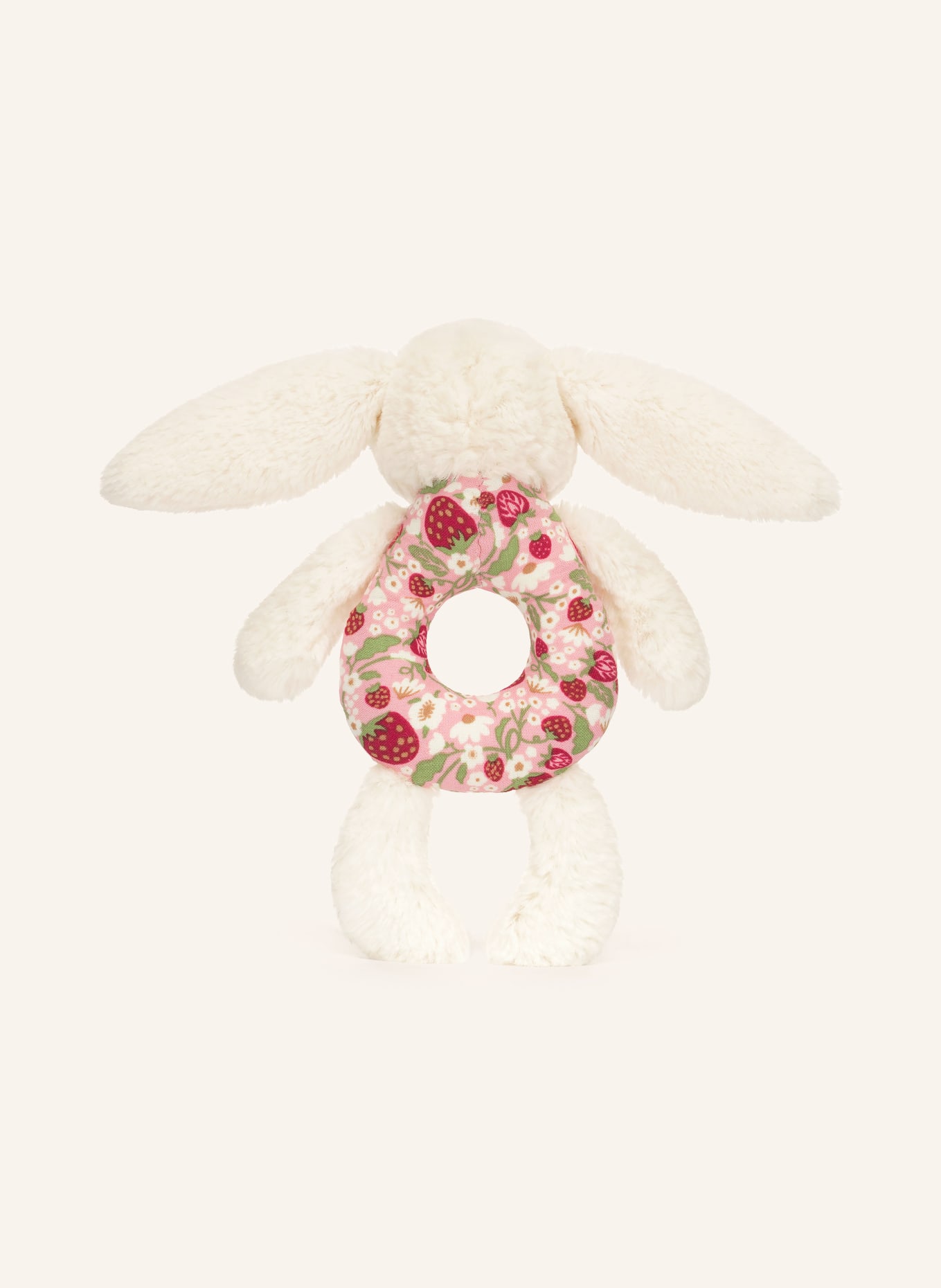 Jellycat Hochet en peluche BLOSSOM CREAM BUNNY BERRY: CRÈME / ROSE / ROUGE