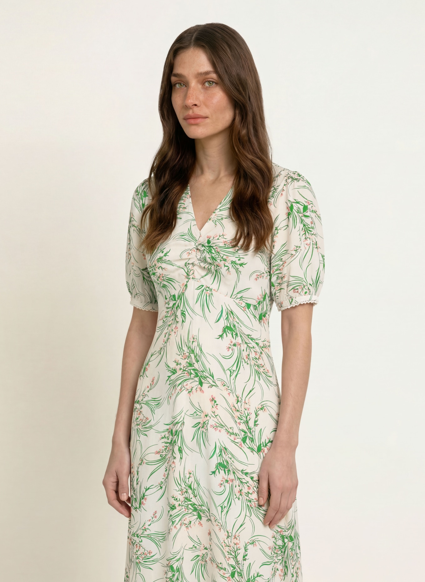 HOBBS Jurk FLORENTINA: WIT / ROZE / GROEN