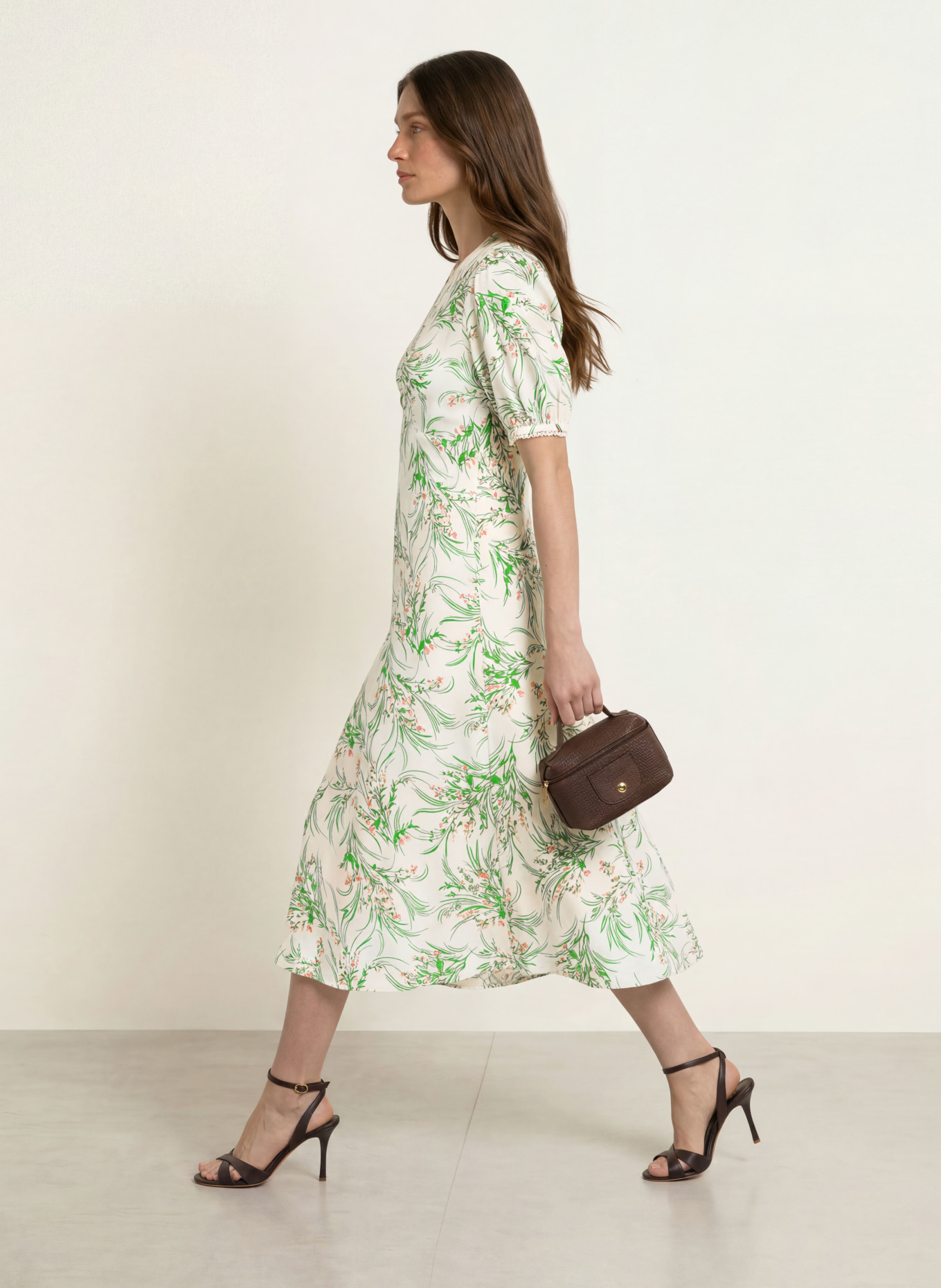 HOBBS Jurk FLORENTINA: WIT / ROZE / GROEN