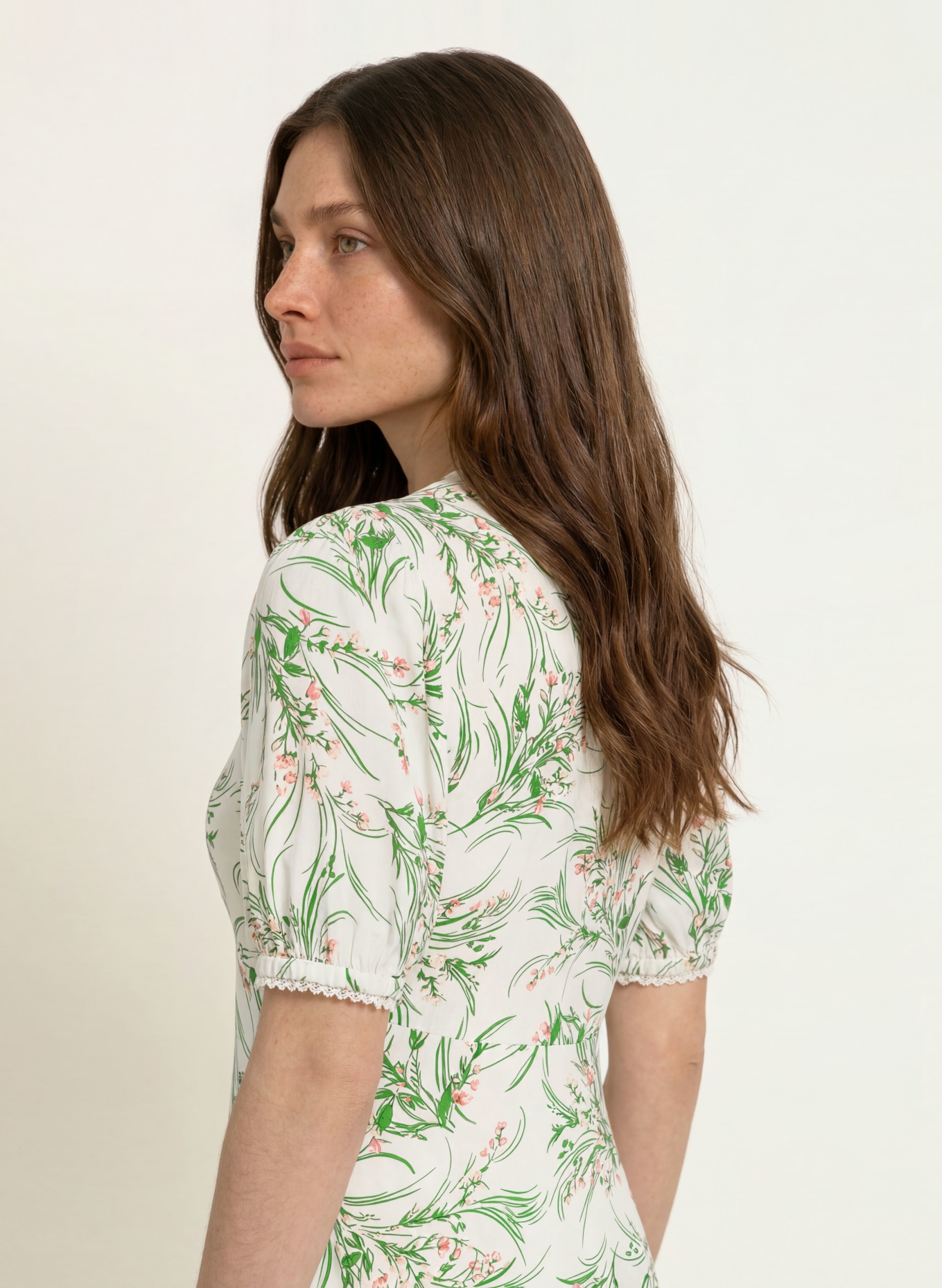 HOBBS Jurk FLORENTINA: WIT / ROZE / GROEN