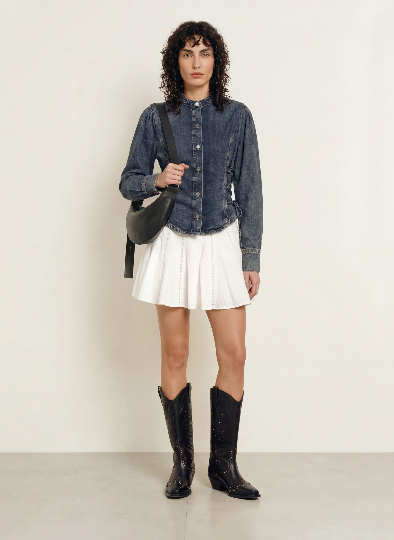 ALLSAINTS EVANNA Denim blouse: DARK BLUE