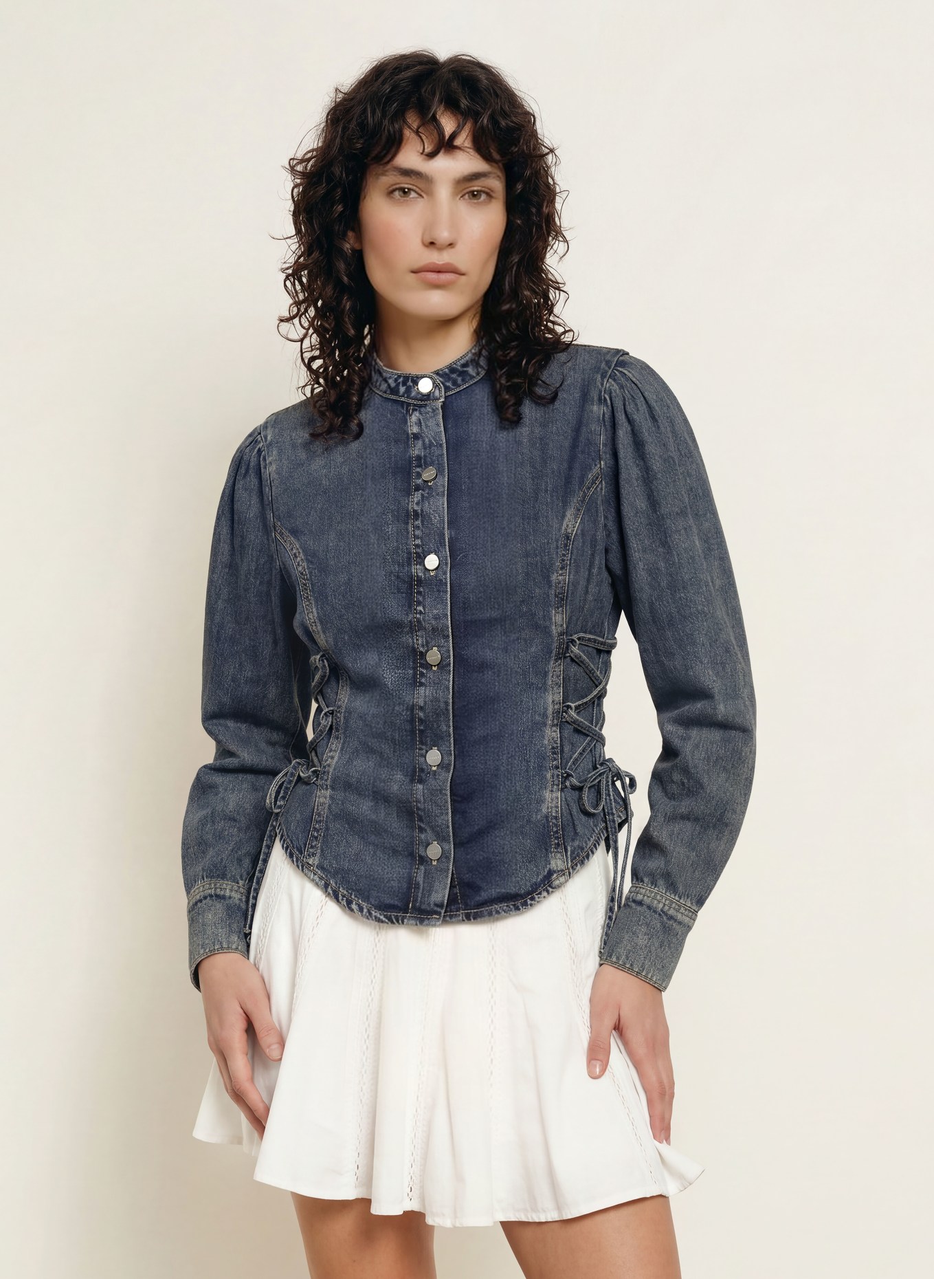 ALLSAINTS EVANNA Denim blouse: DARK BLUE