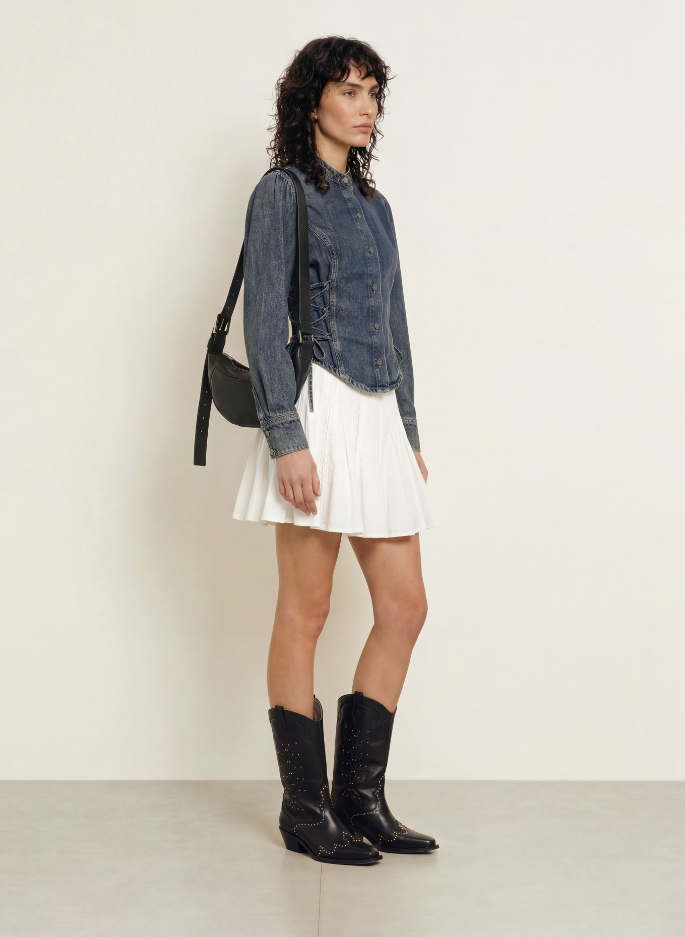 ALLSAINTS EVANNA Denim blouse: DARK BLUE