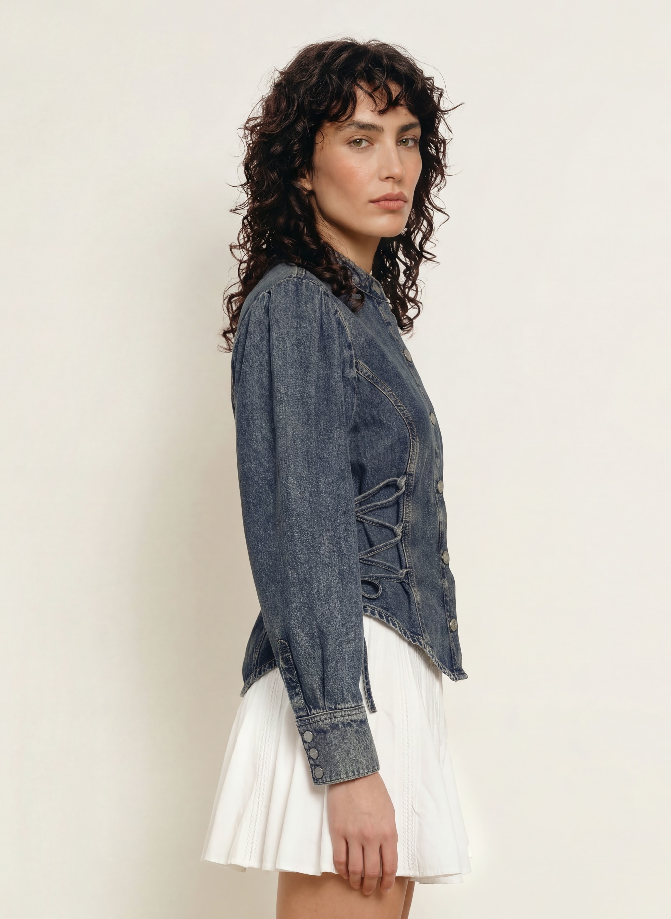 ALLSAINTS EVANNA Denim blouse: DARK BLUE