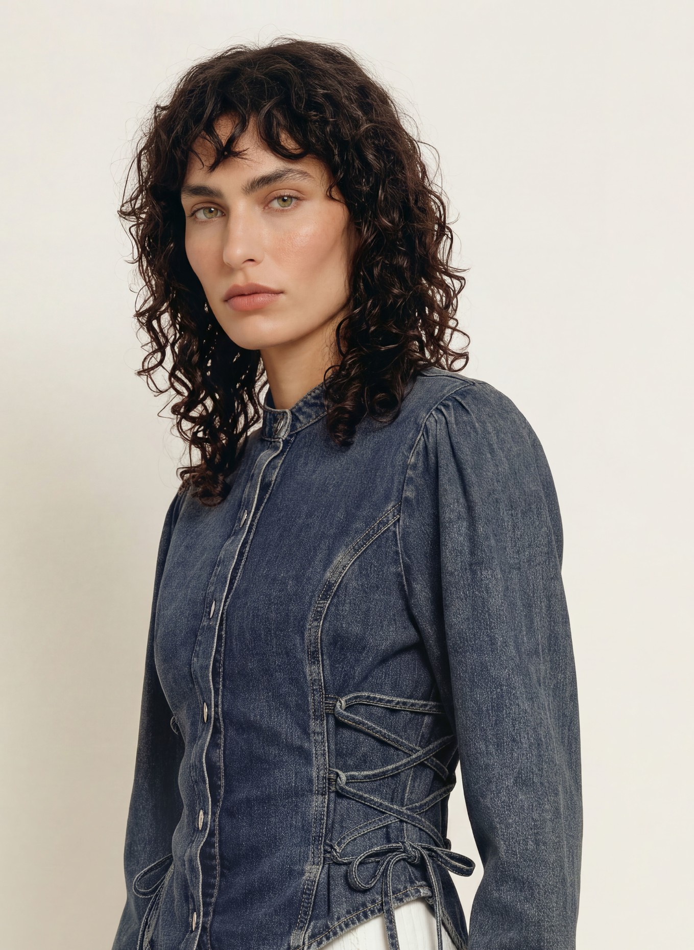 ALLSAINTS EVANNA Denim blouse: DARK BLUE