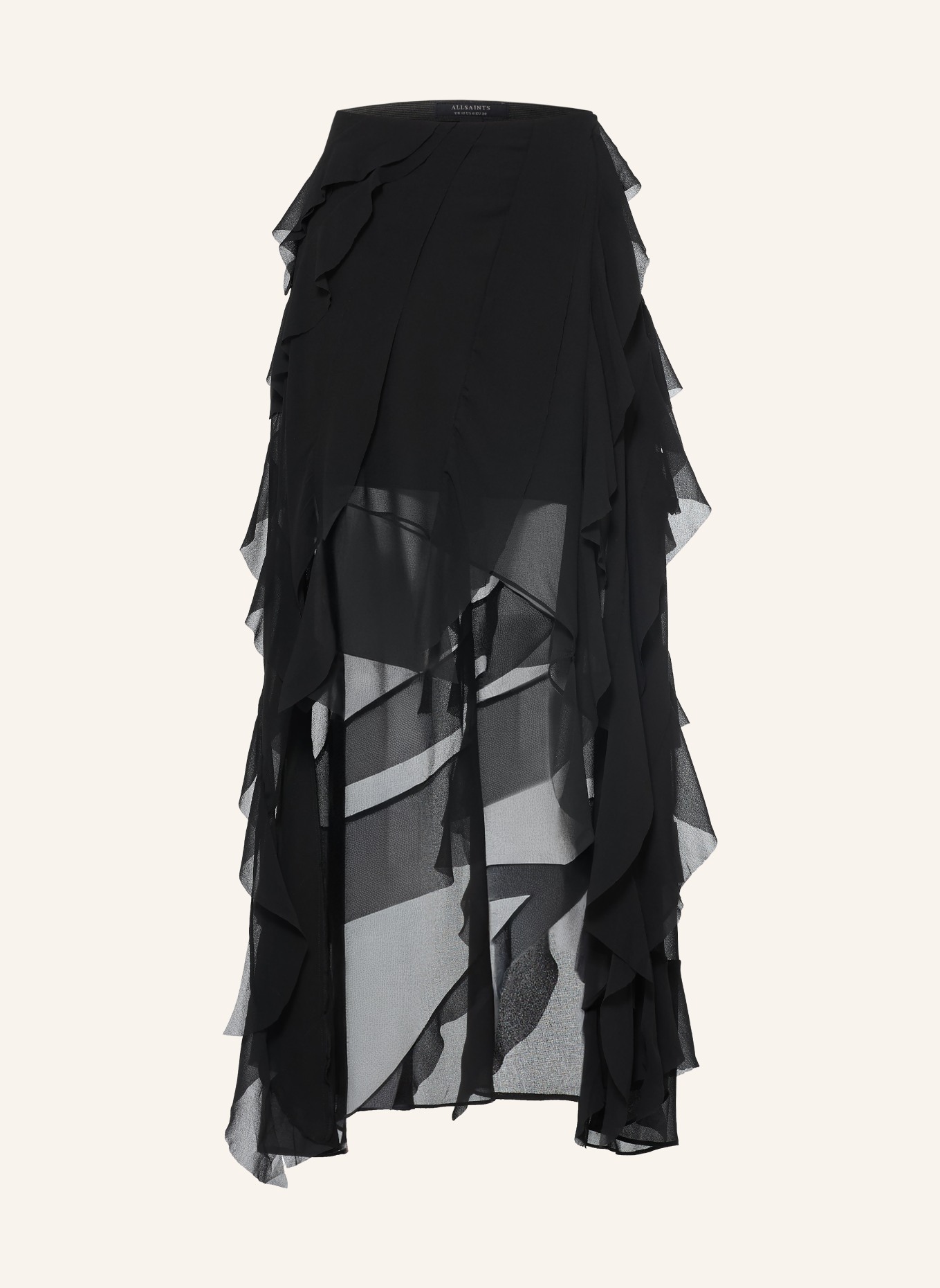 ALLSAINTS MELODY Skirt with Flounces: BLACK