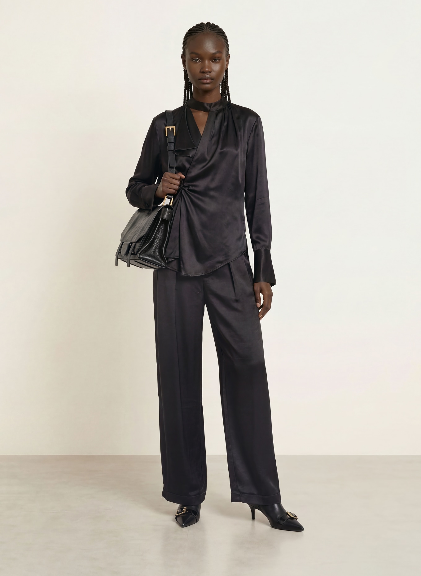 ALLSAINTS ZELLIE-blouseshirt met zijde: ZWART