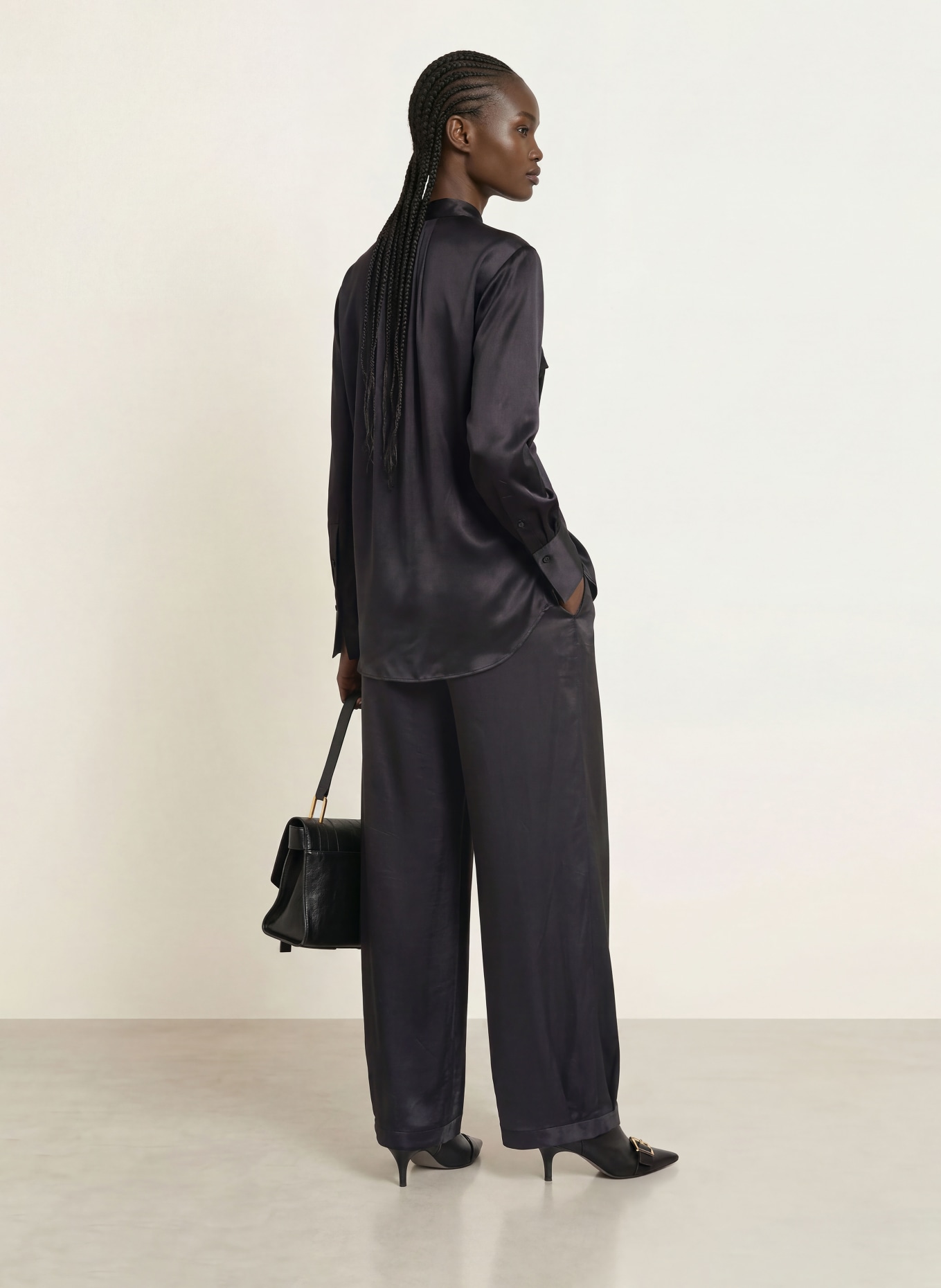 ALLSAINTS ZELLIE-blouseshirt met zijde: ZWART