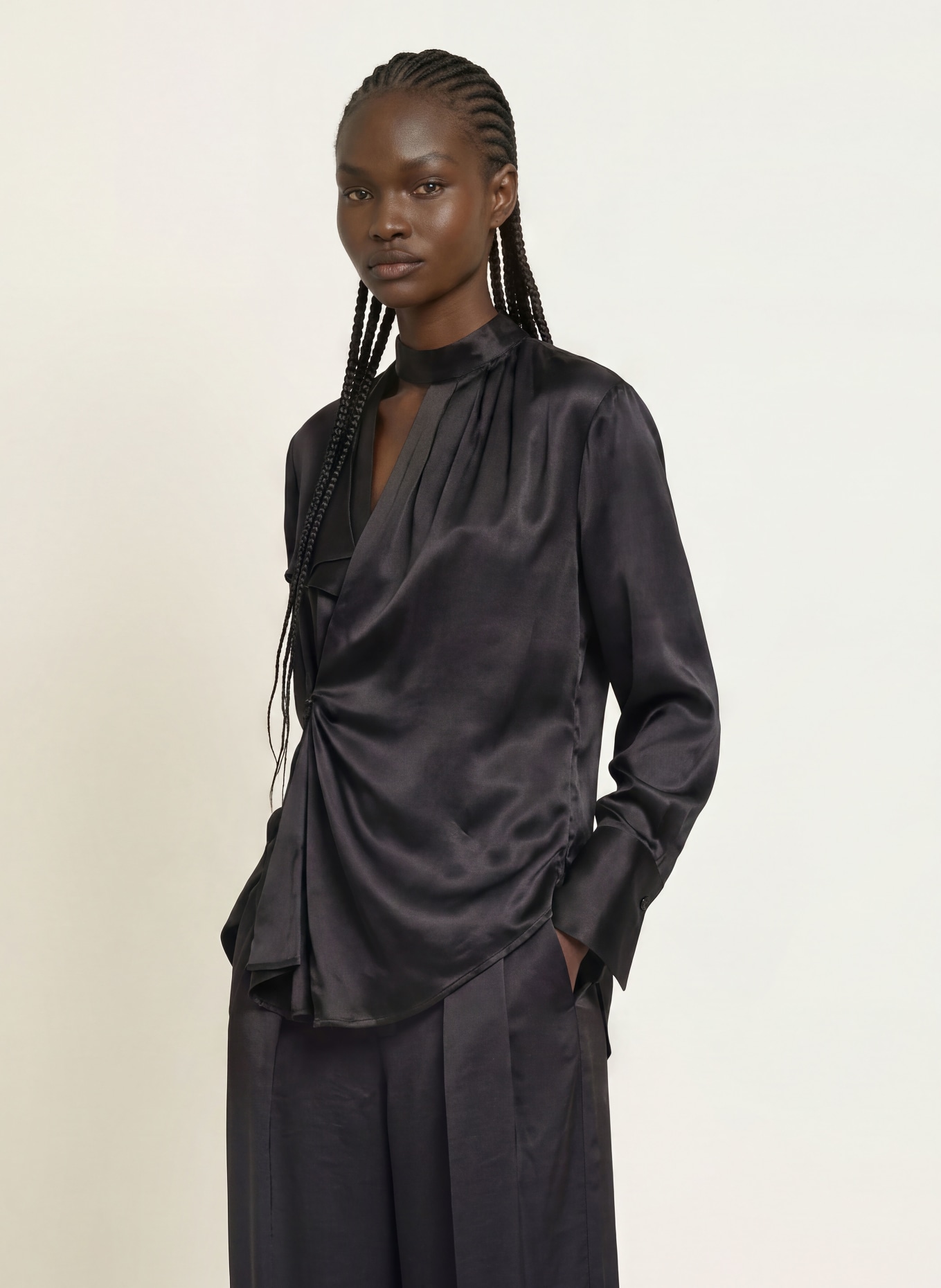ALLSAINTS ZELLIE-blouseshirt met zijde: ZWART