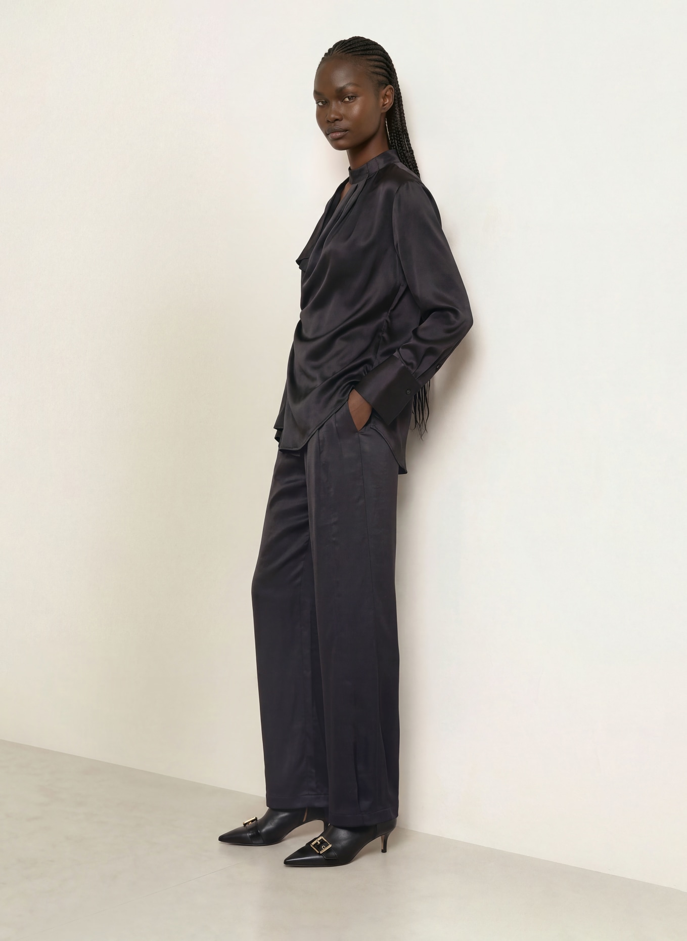 ALLSAINTS ZELLIE-blouseshirt met zijde: ZWART