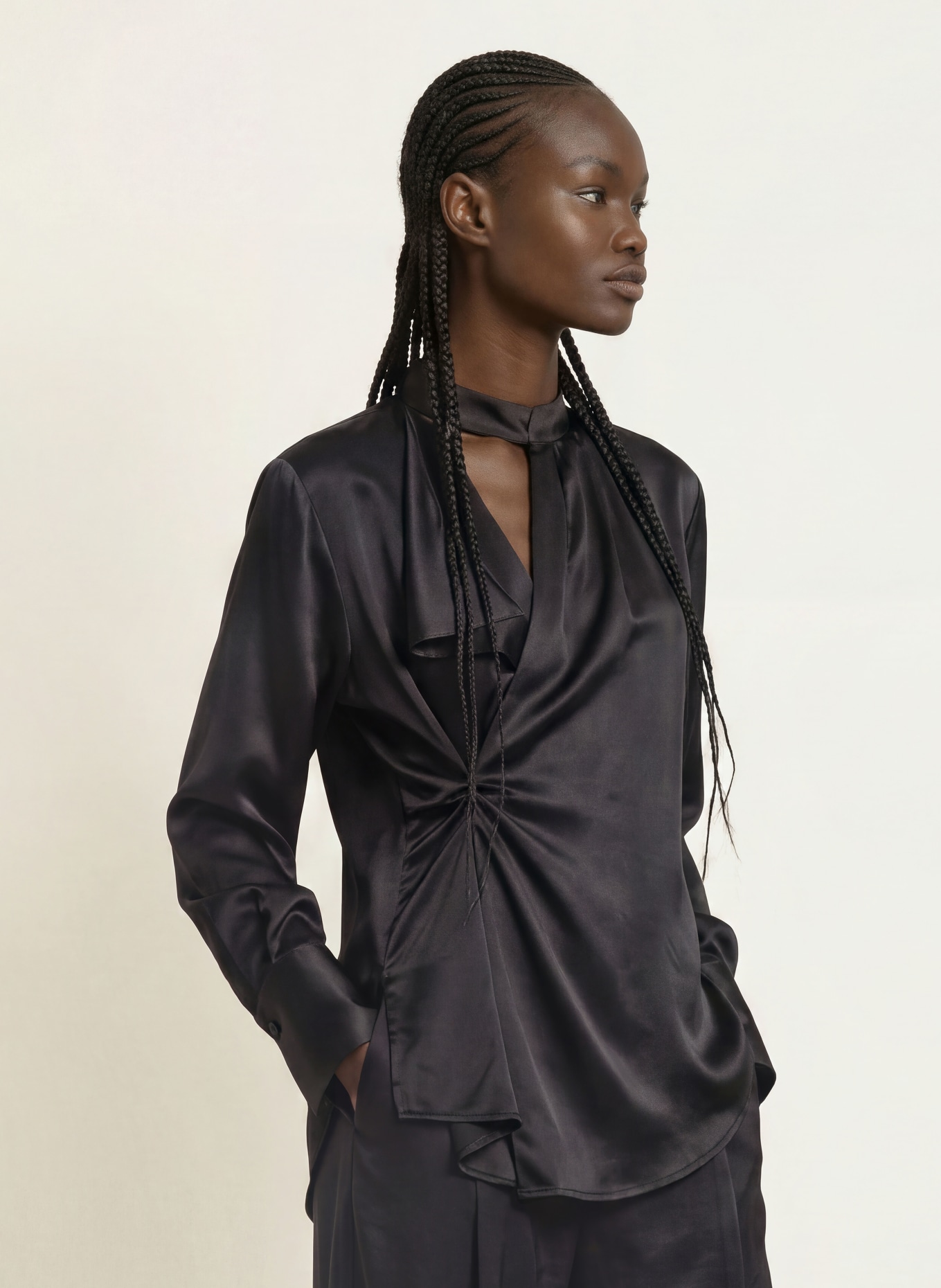 ALLSAINTS ZELLIE-blouseshirt met zijde: ZWART