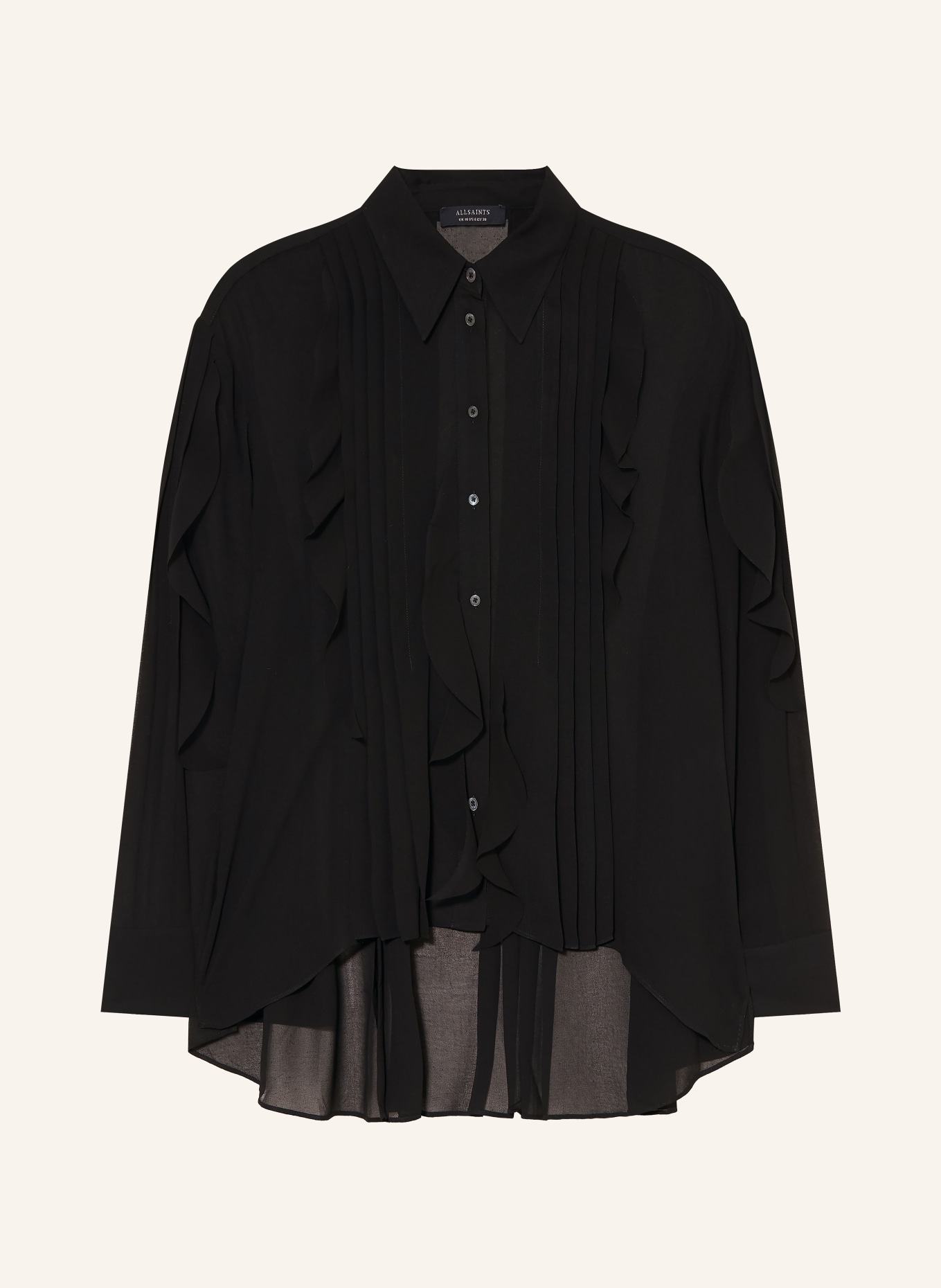 ALLSAINTS Overhemdblouse MINNA met plooien en volants: ZWART