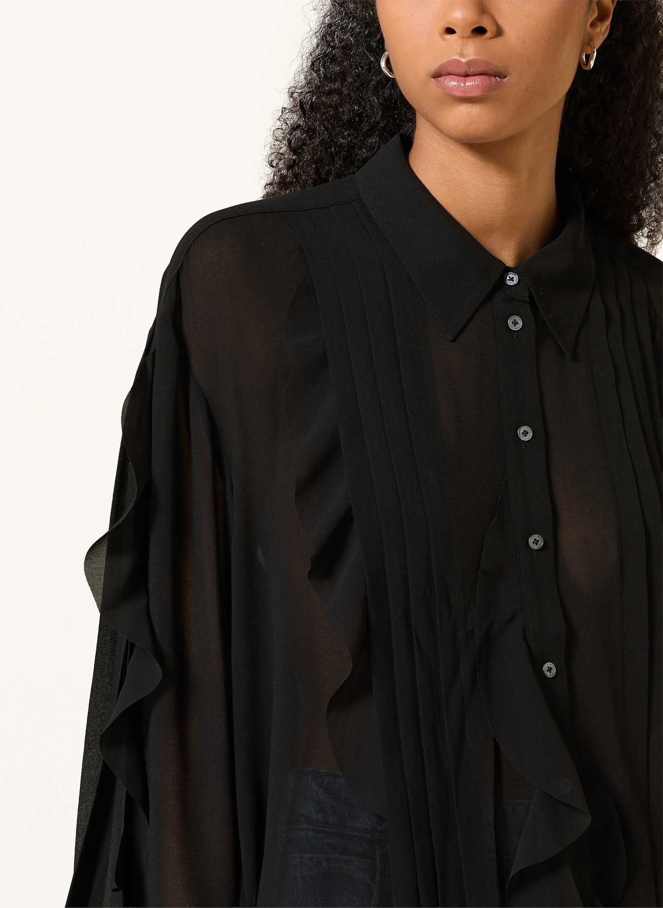 ALLSAINTS Overhemdblouse MINNA met plooien en volants: ZWART